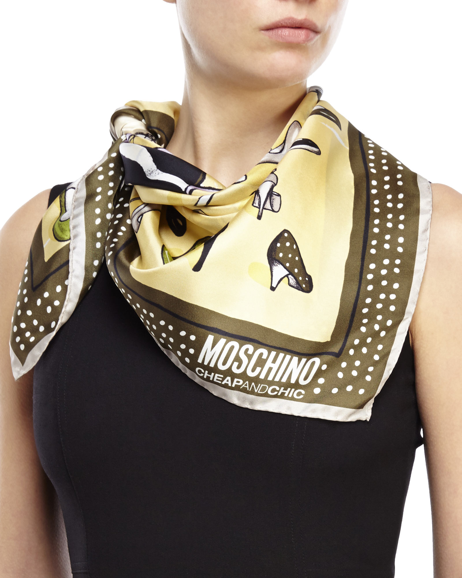Lyst - Moschino Silk Scarf in Green