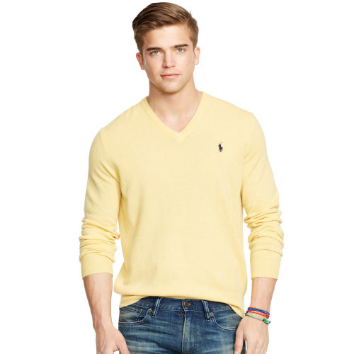 Lyst - Polo Ralph Lauren Wool V-neck Sweater in Yellow for Men