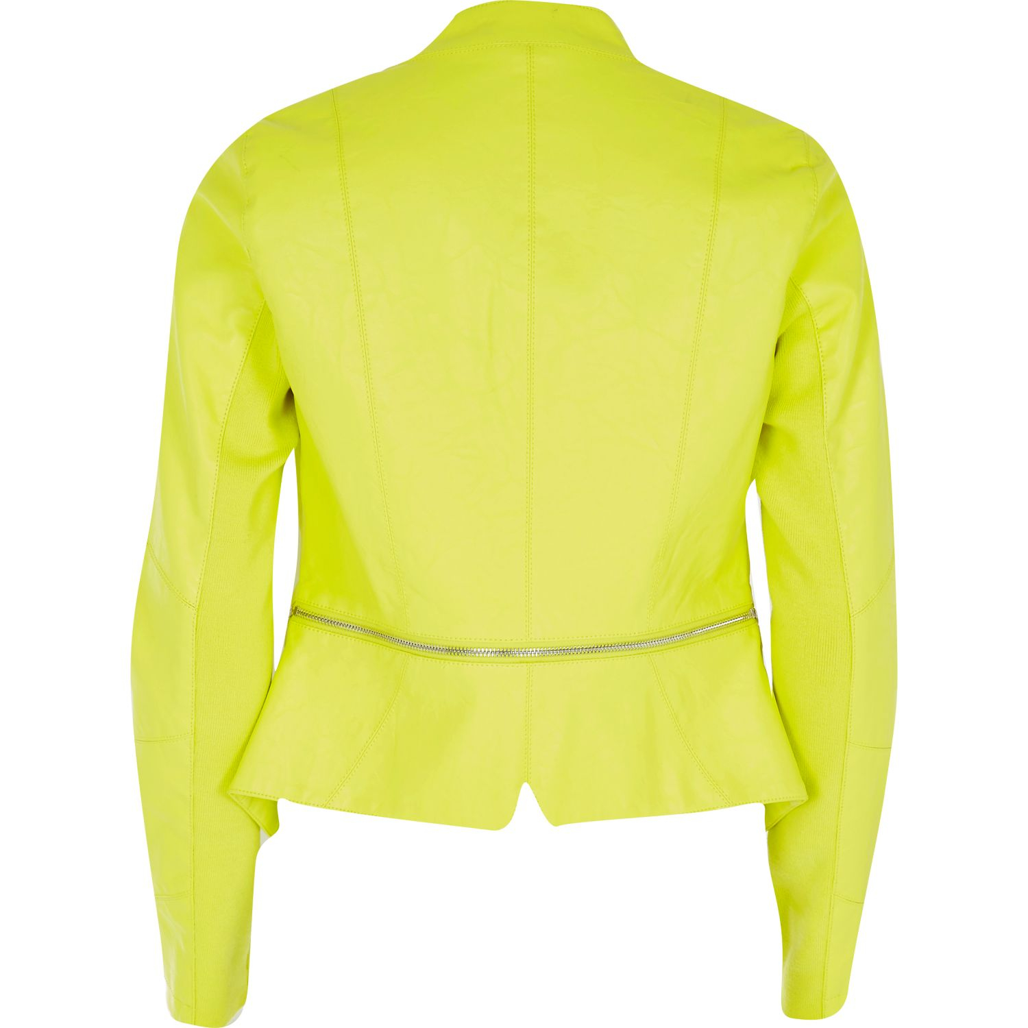 River Island Yellow Leather Look Fitted Jacket In Lyst