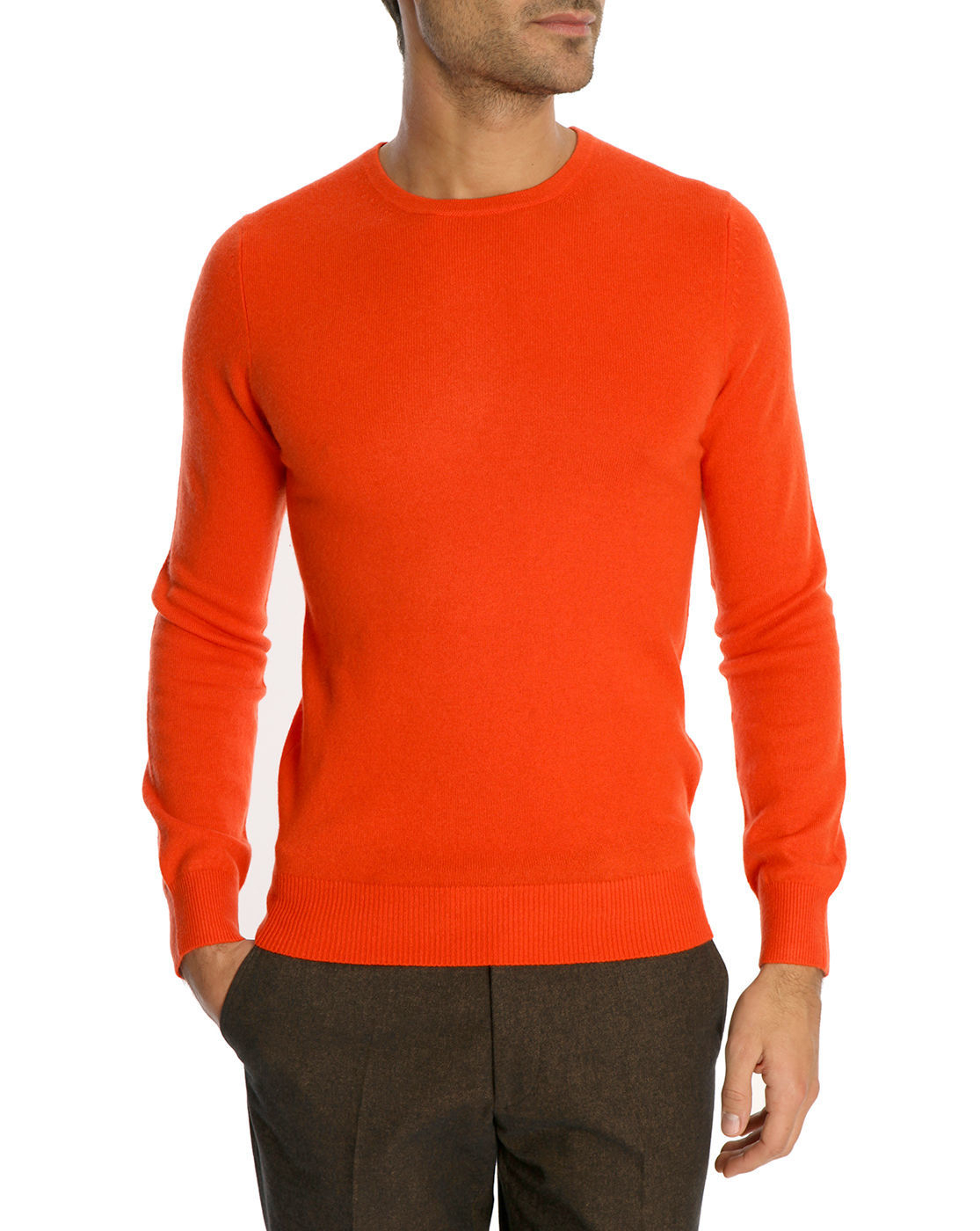 Celio club Tibet Orange Cashmere Crew Neck Sweater in Orange for Men | Lyst