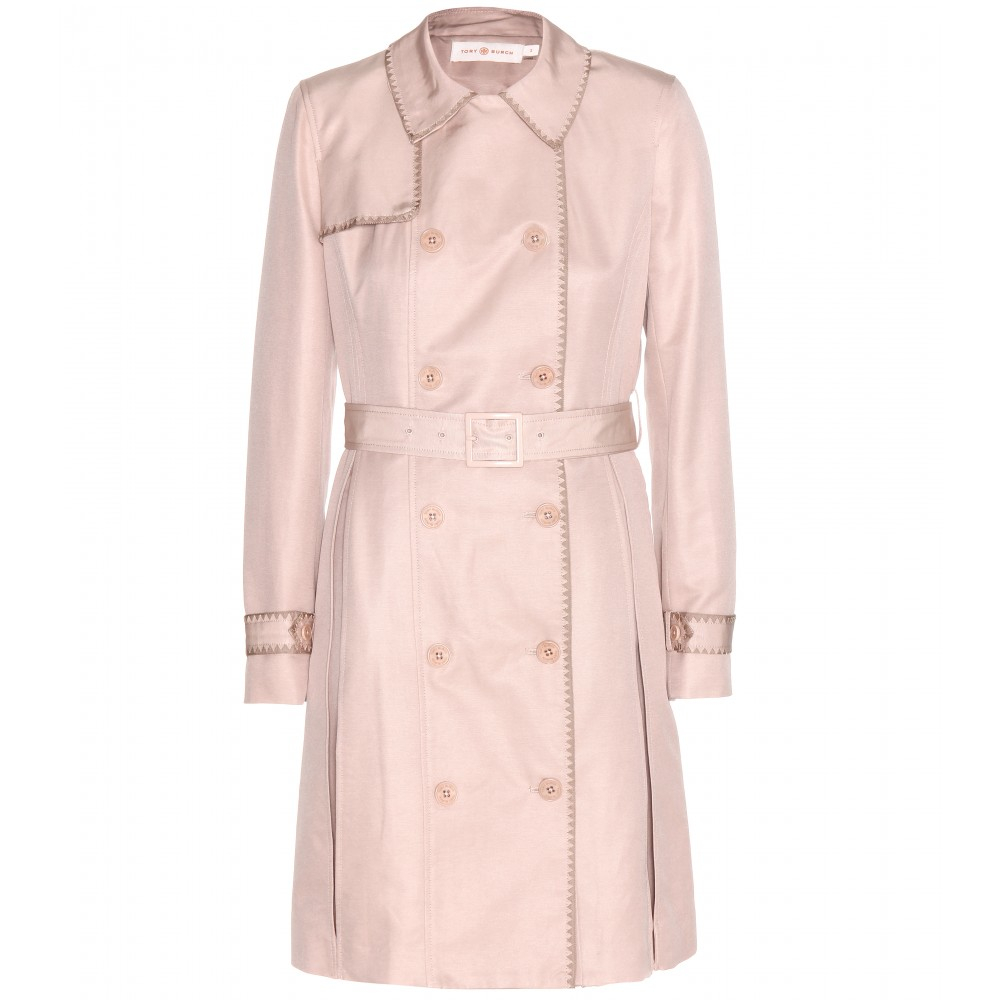 Lyst - Tory Burch Fallon Cotton And Silk-Blend Trench Coat in Pink