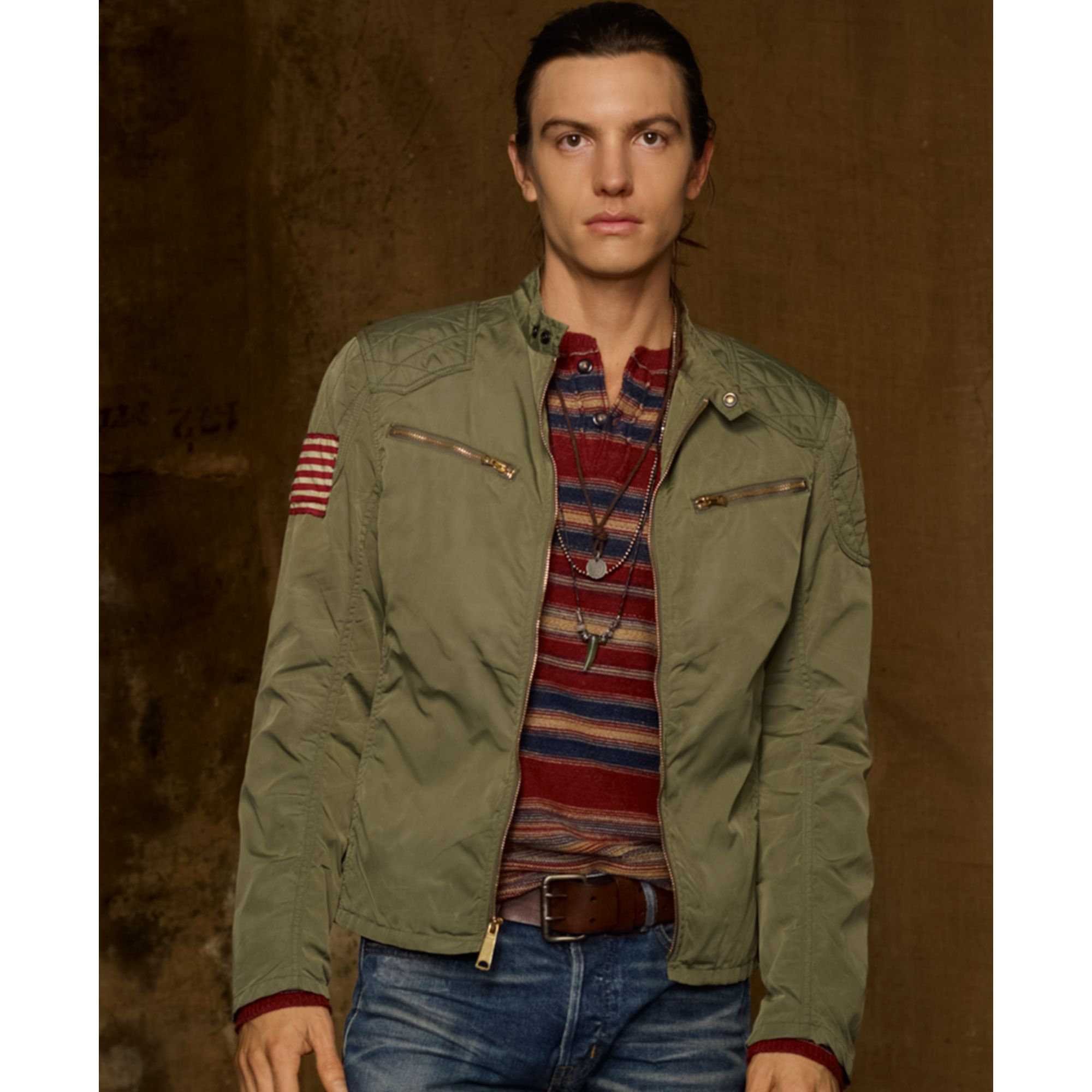 Lyst - Denim & Supply Ralph Lauren Motorcycle Jacket in Green for Men