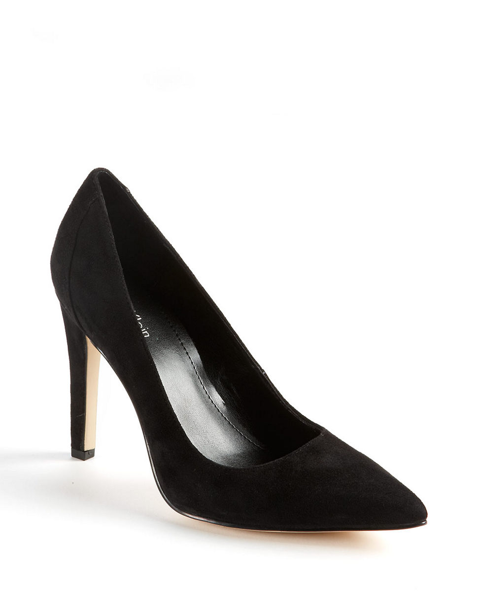 Calvin Klein Balina Studded-Heel Suede Stiletto Pumps in Black | Lyst