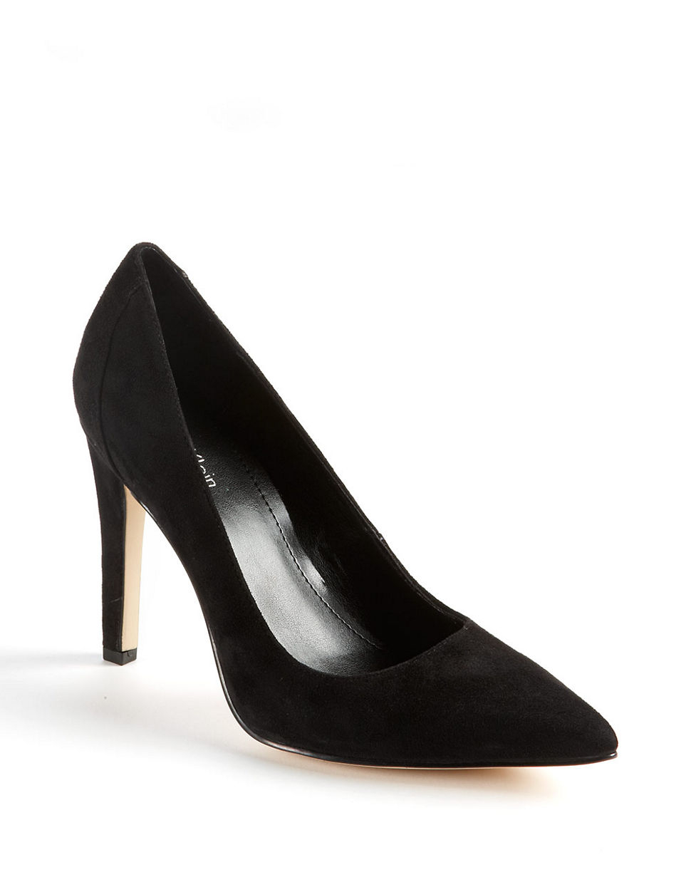 Calvin klein Balina Studded-Heel Suede Stiletto Pumps in Black | Lyst