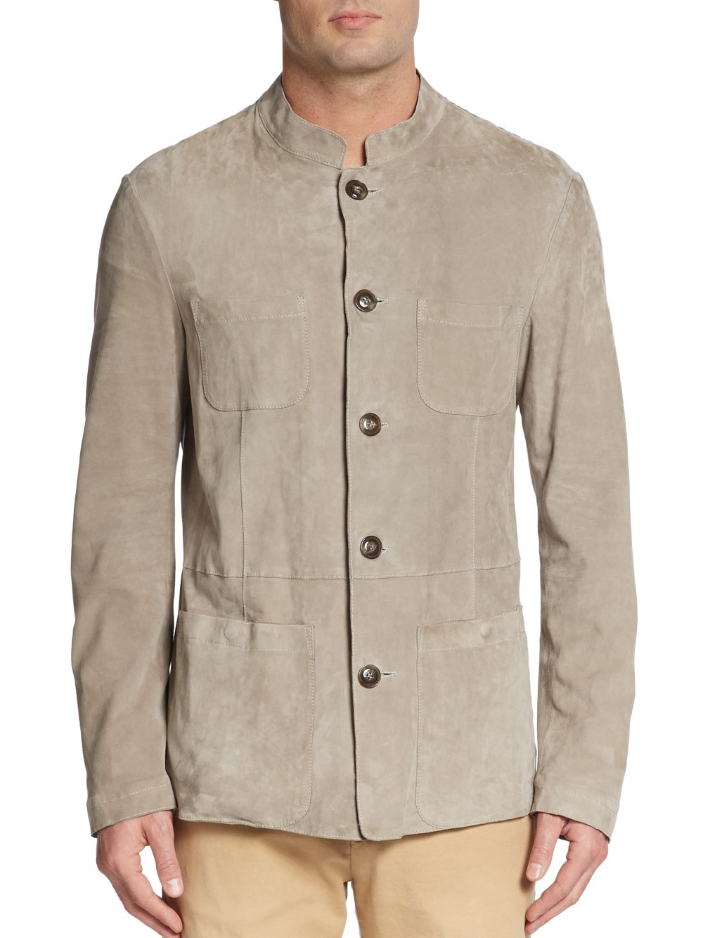 Giorgio armani Suede Field Jacket in Brown for Men (taupe) | Lyst