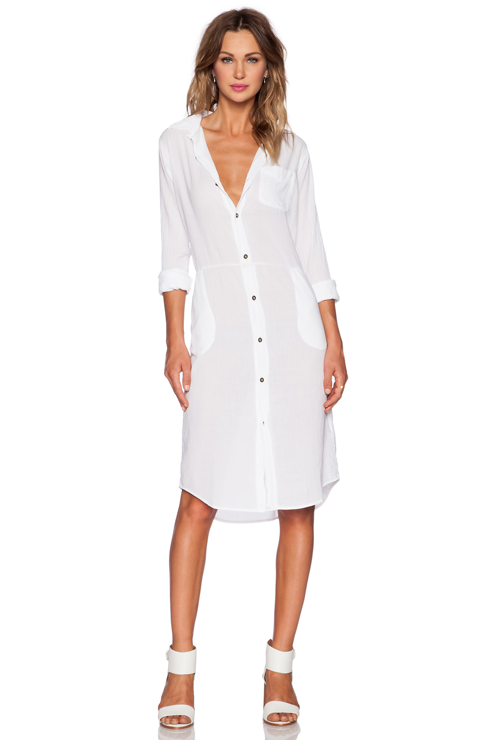 Lyst Current Elliott The Long  Shirt  Dress  in White