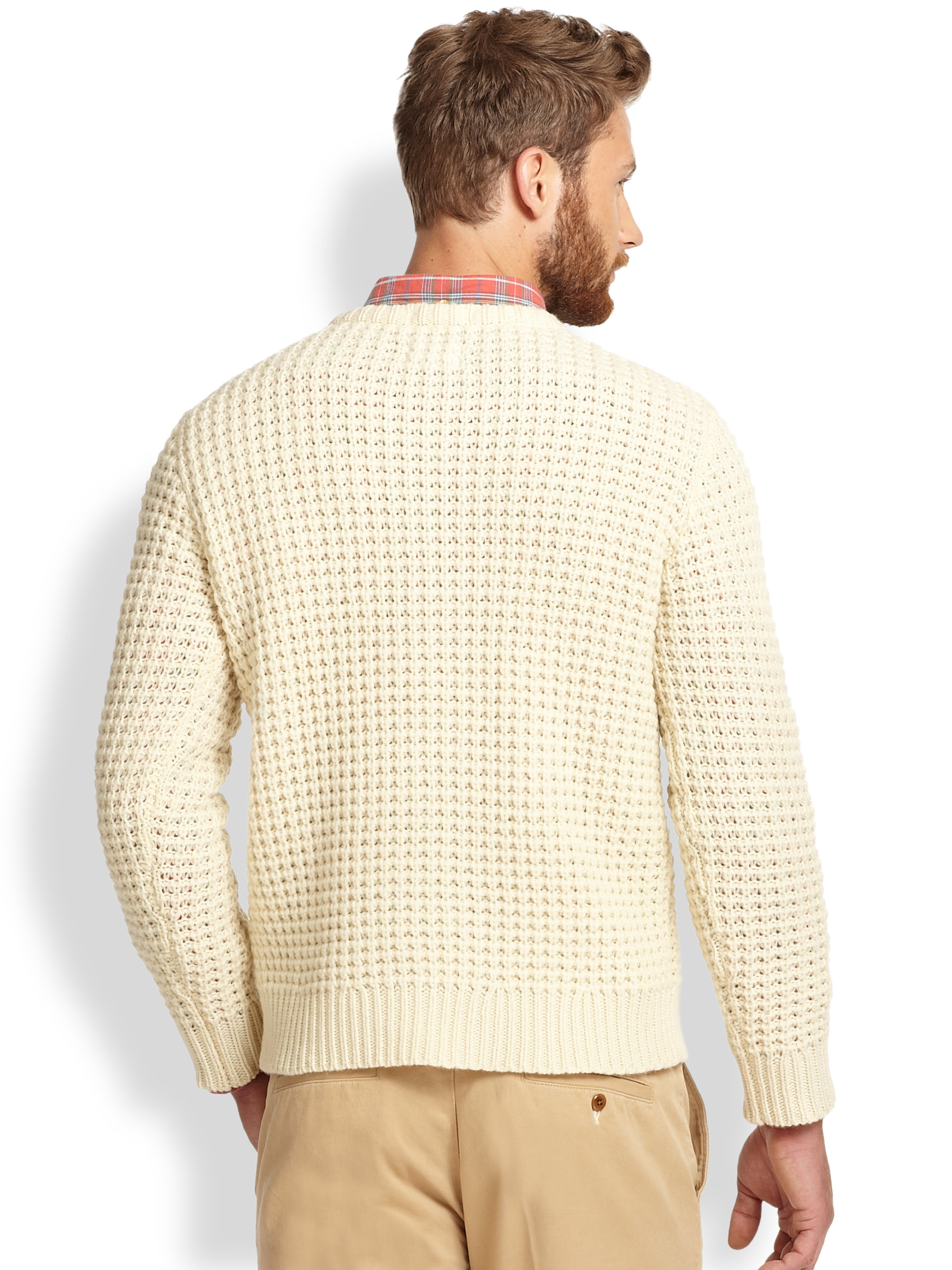 Lyst Gant Rugger Lambswool Cable Knit Sweater In White For Men