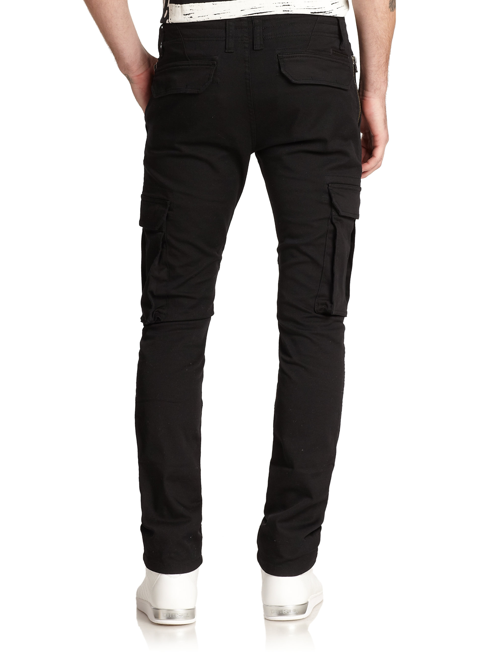 Lyst - Diesel Black Gold Slim Cotton Twill Cargo Pants in Black for Men