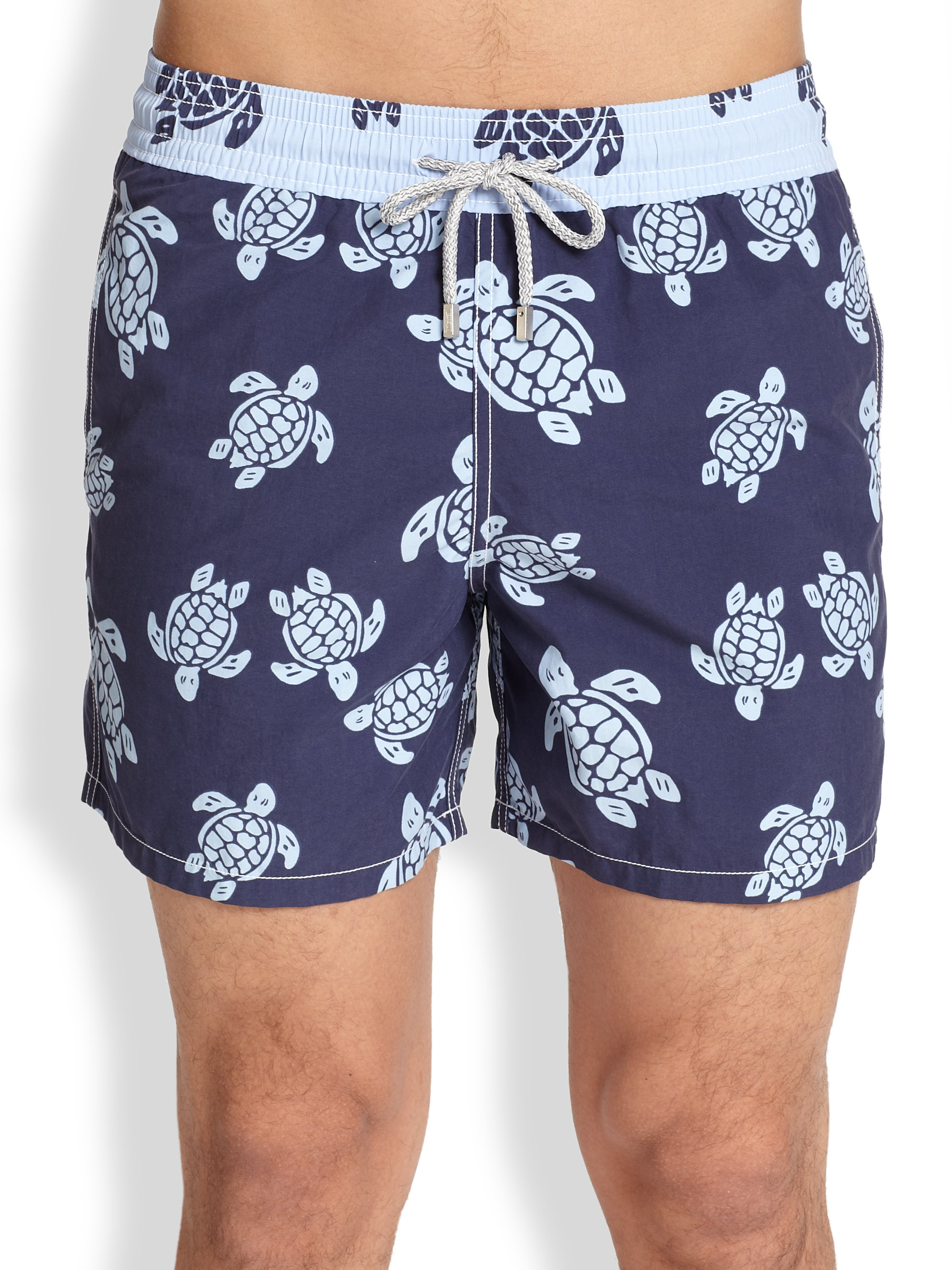 Vilebrequin Moorea Turtle Print Swim Trunks in Blue for Men | Lyst