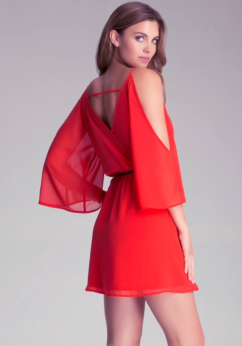 Lyst - Bebe Cold Shoulder Dress in Red
