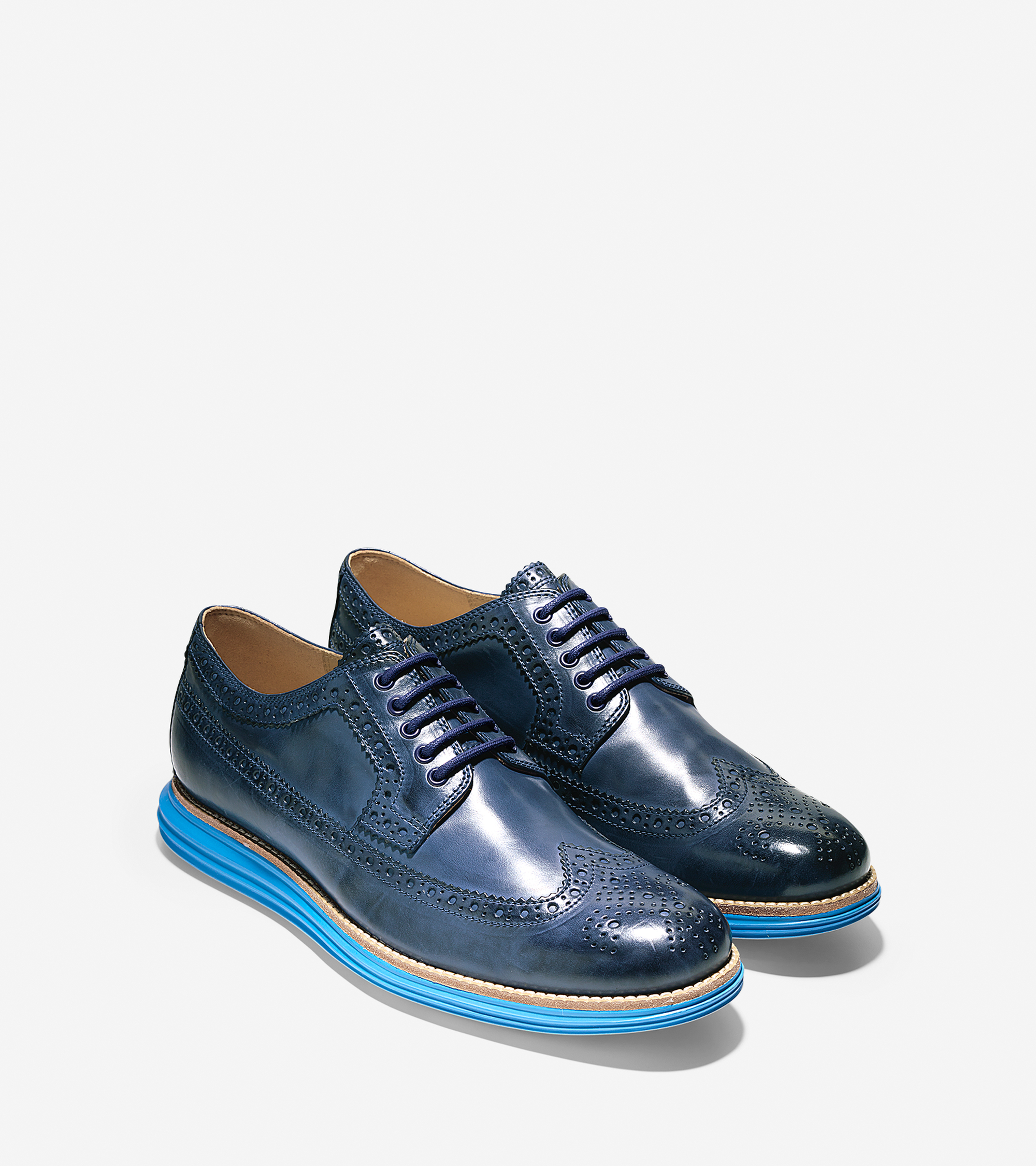 thumbnail image 2 of Shop Cole Haan Men's Riginal Grand Stitchlite Wingtip Oxford Shoe (10 D(M) US) Navy/Ivory 2 of 10