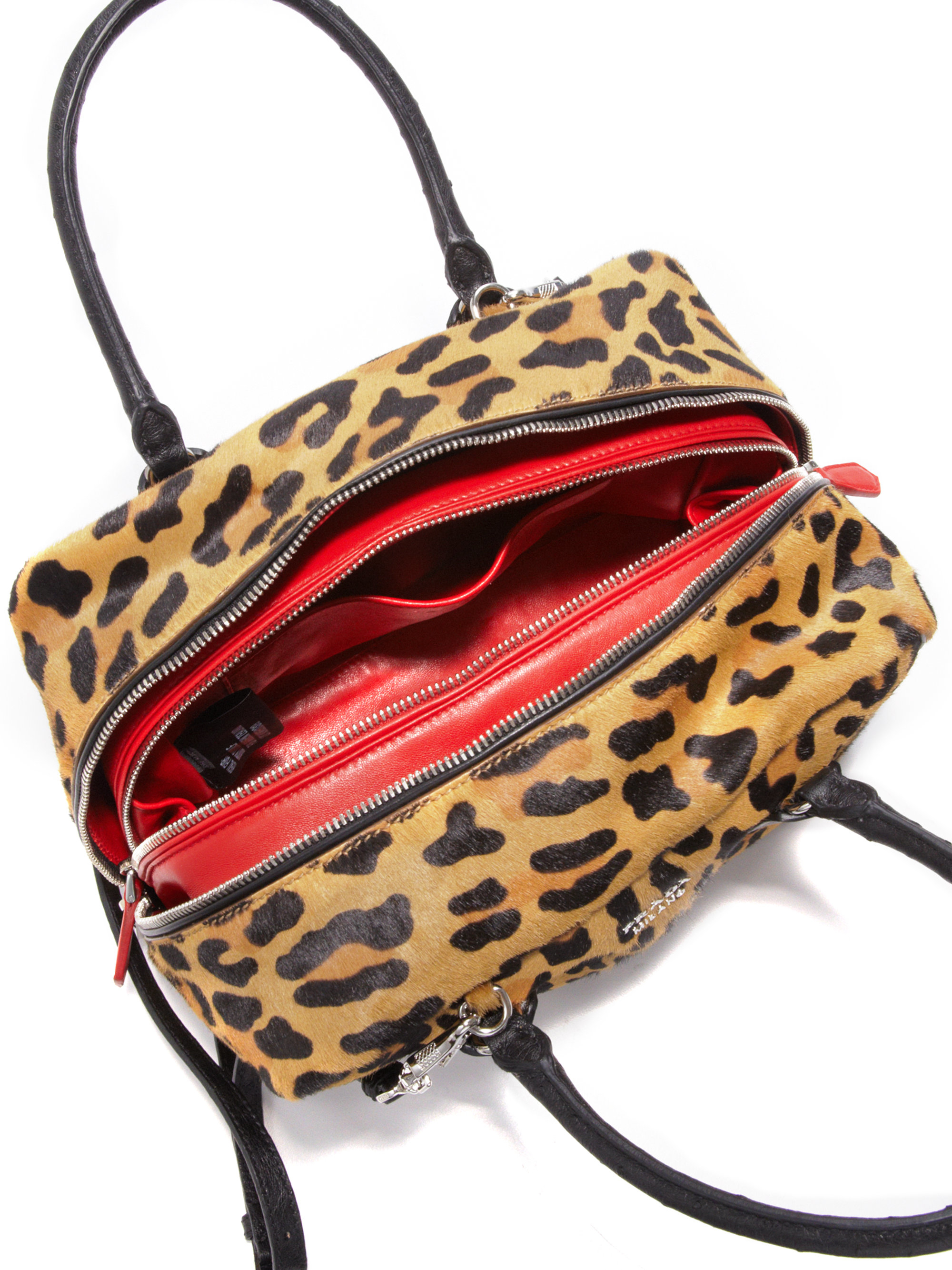 discount prada backpacks - Prada Leopard-print Calf Hair, Ostrich \u0026amp; Leather Inside Bag in ...
