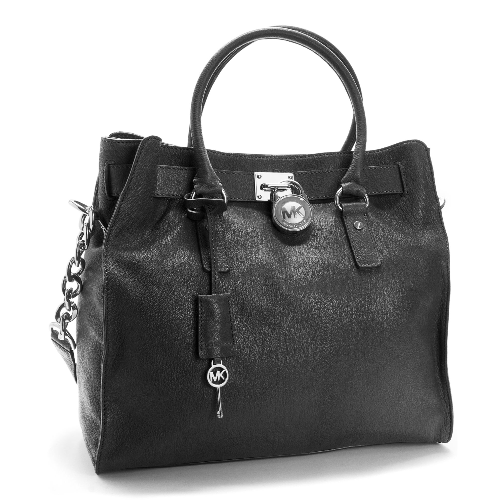 Michael kors Michael Large Hamilton Chain Tote with Silver Hardware in Black | Lyst