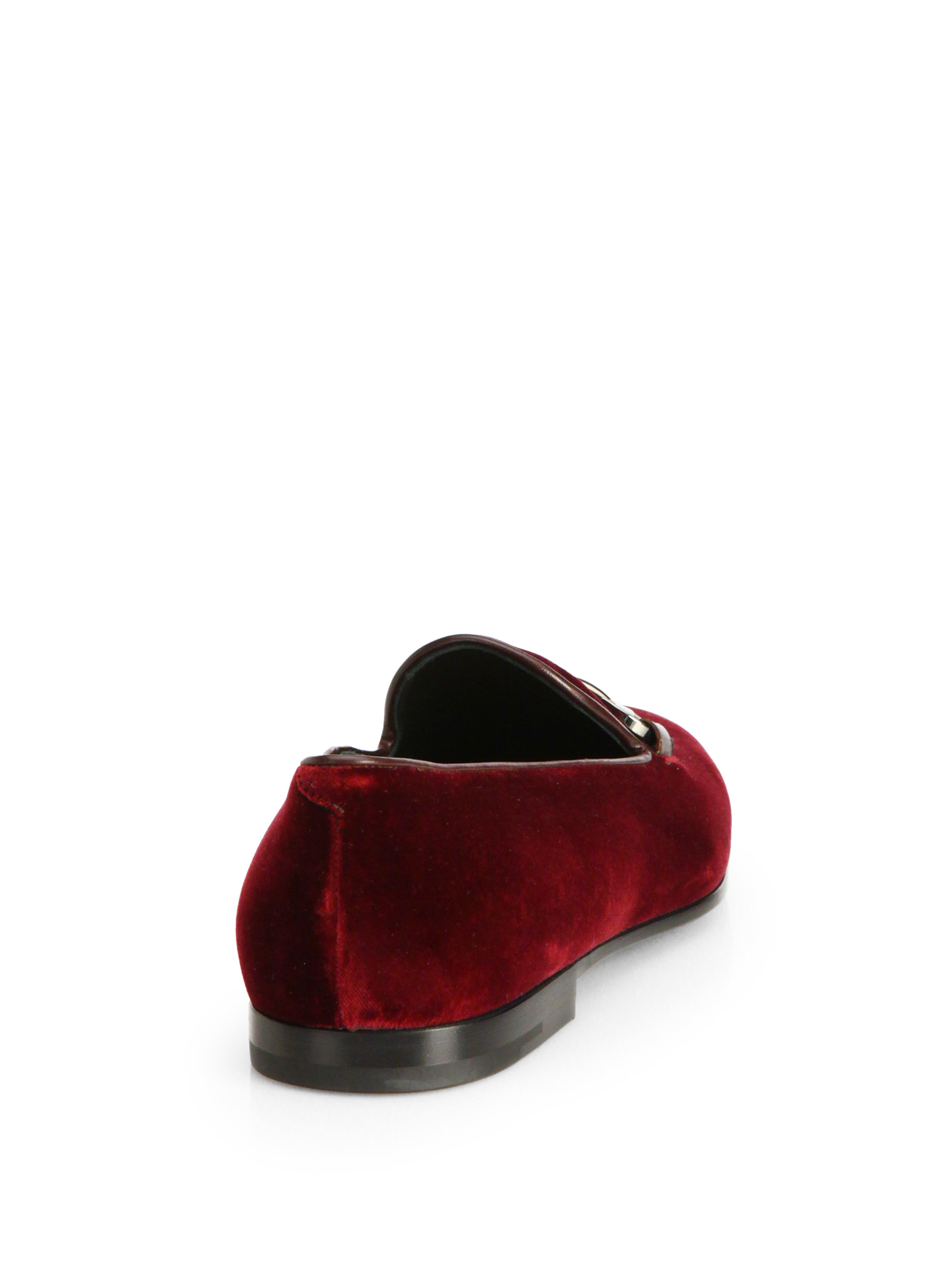 armani Velvet Loafers in Red for Men Lyst