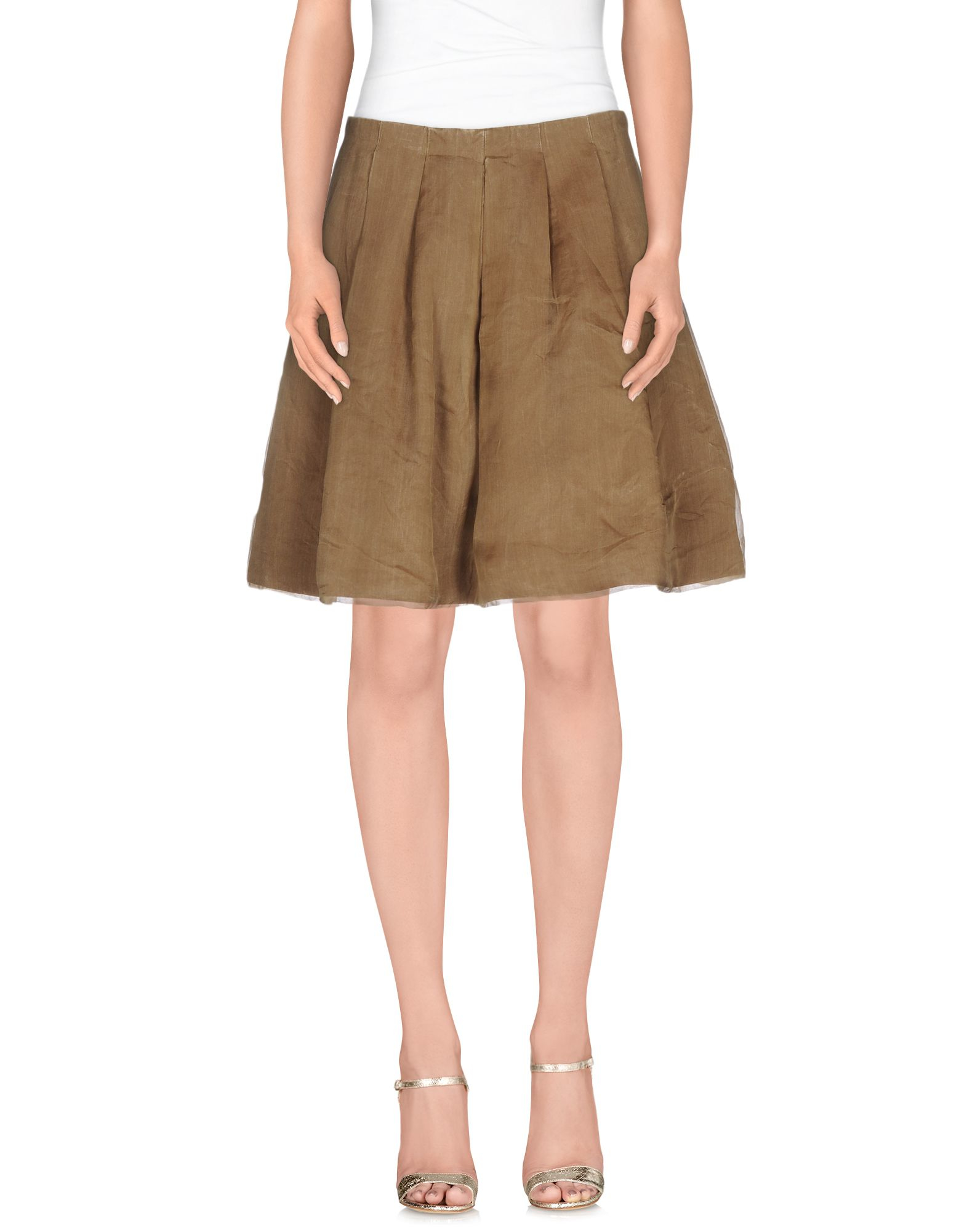 Erika cavallini semi couture Knee Length Skirt in Natural (Khaki) | Lyst