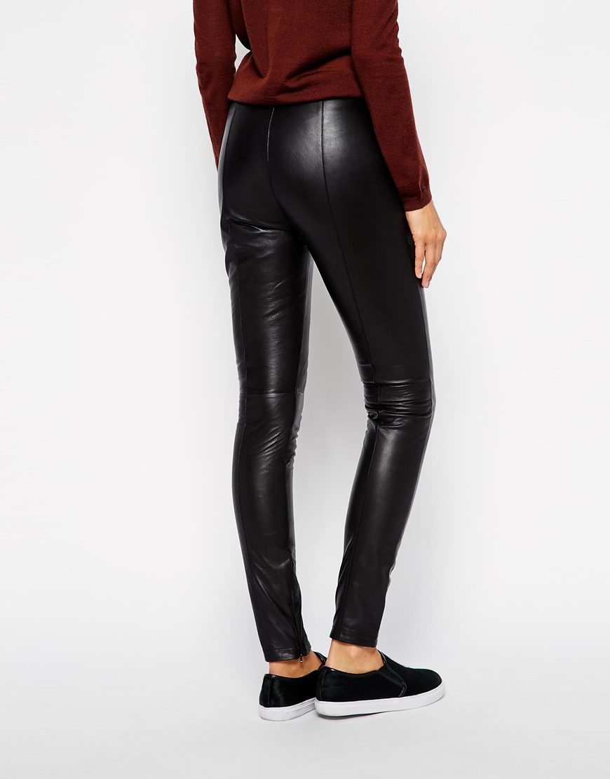Lyst - Selected Sabrina Leather Trousers in Black