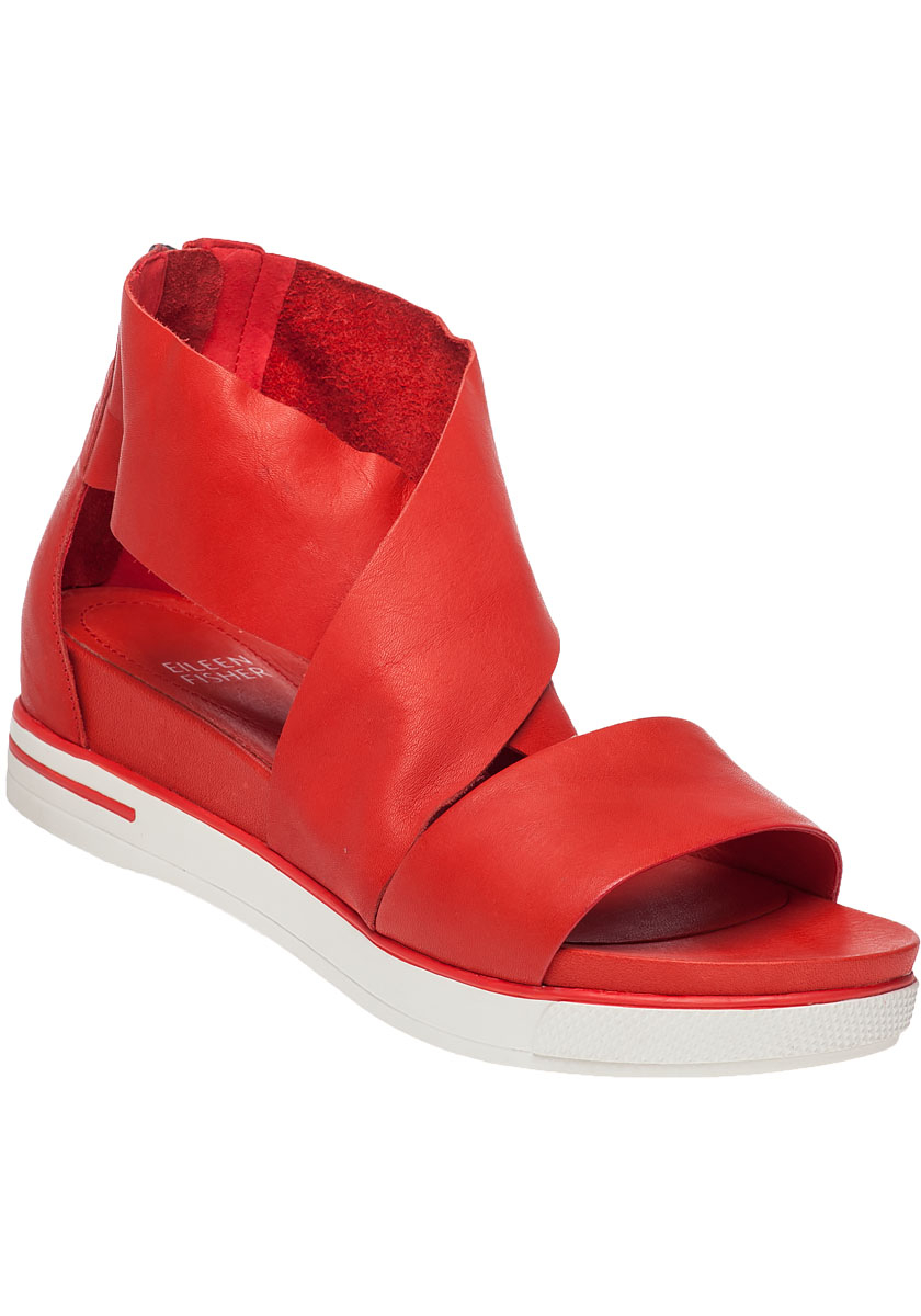 red flat platform sandals