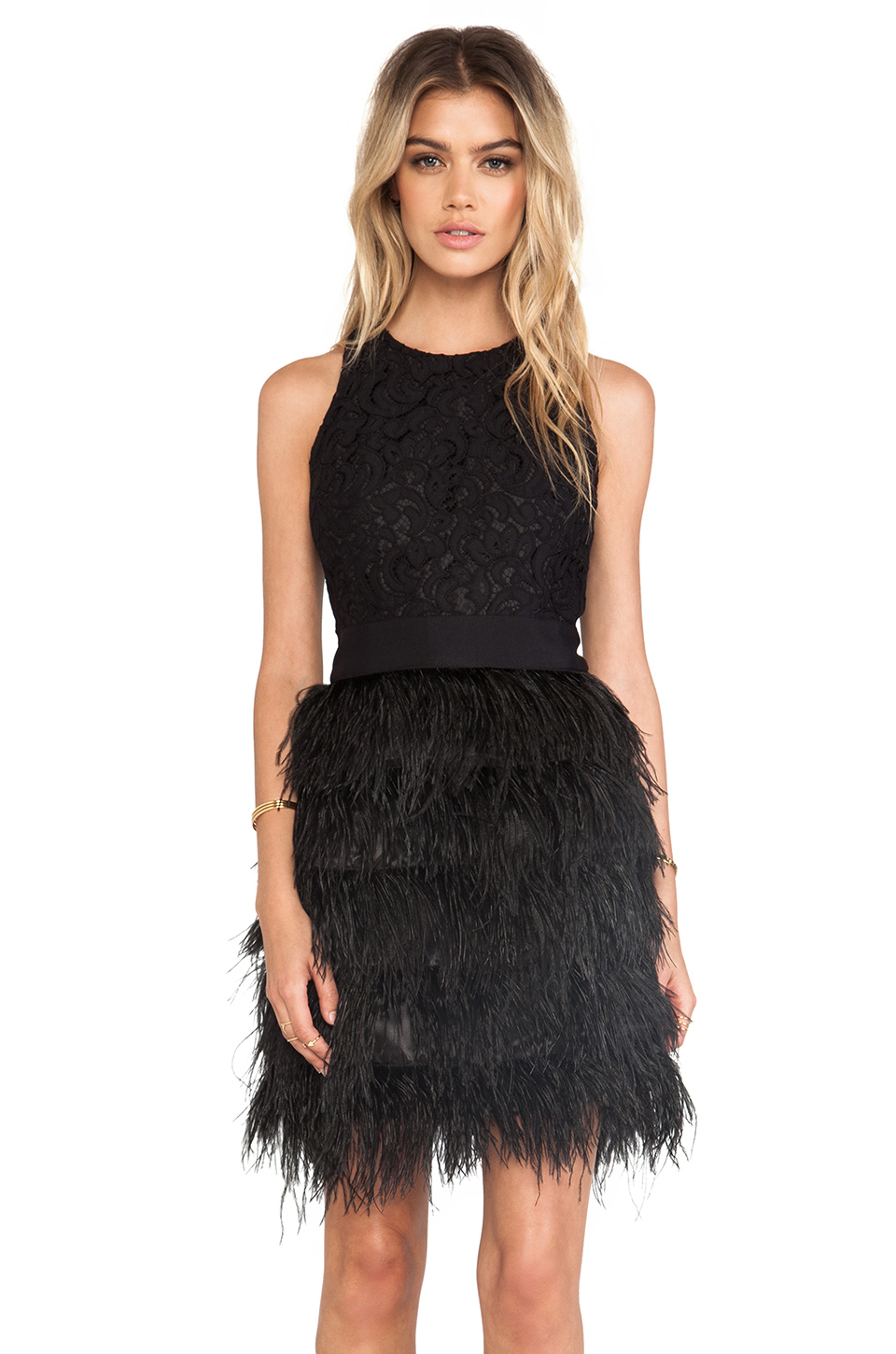 Lyst - Milly Blair Feather Dress in Black