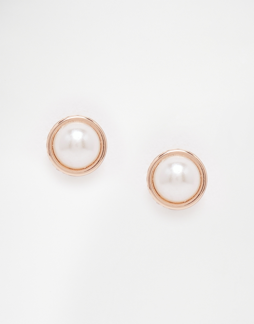 Lyst Ted Baker Sinaa Faux Pearl Stud Earrings In Metallic Gallery