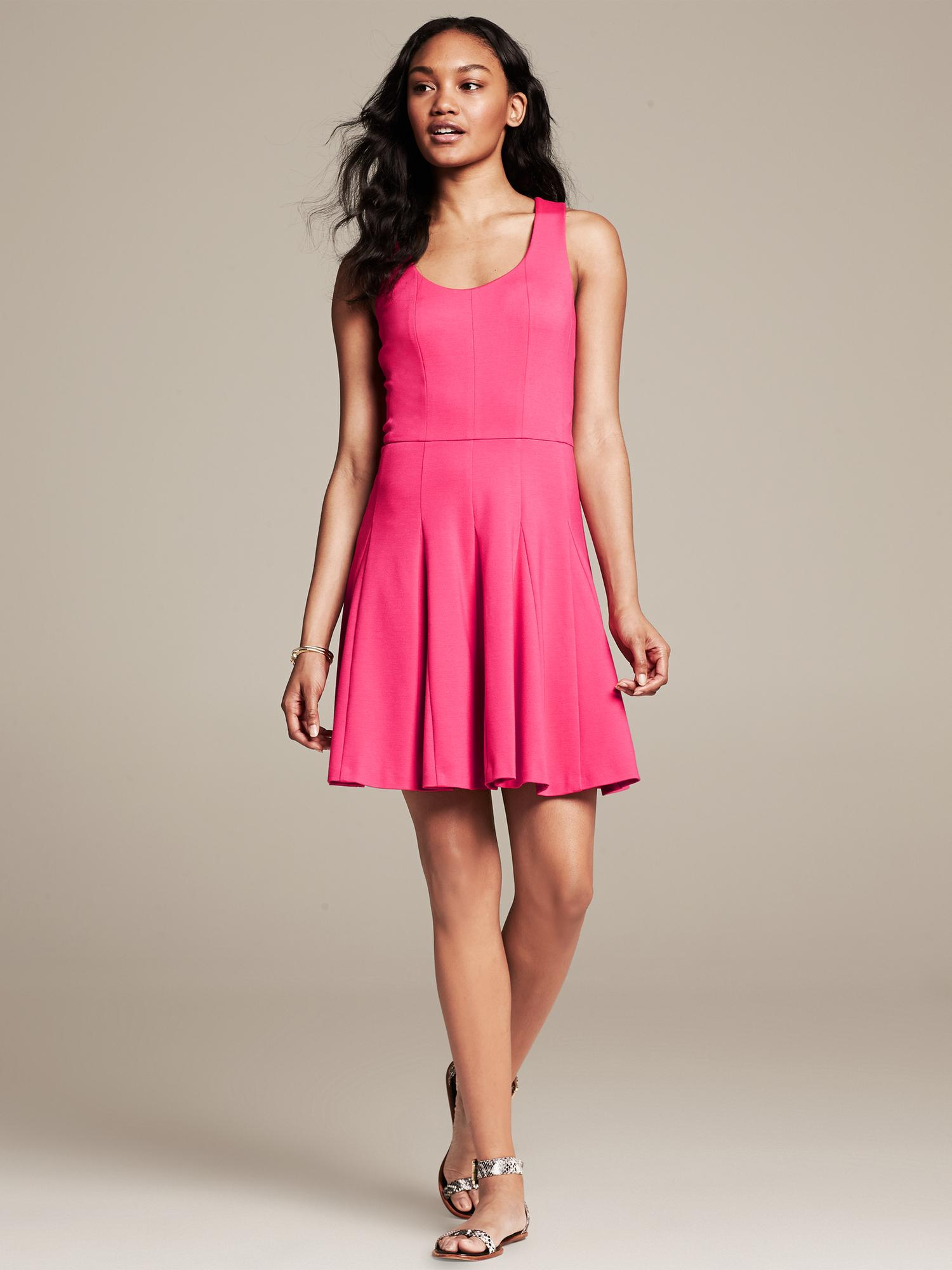 Lyst Banana Republic Cross Back Ponte Fit And Flare Dress In Pink Gallery