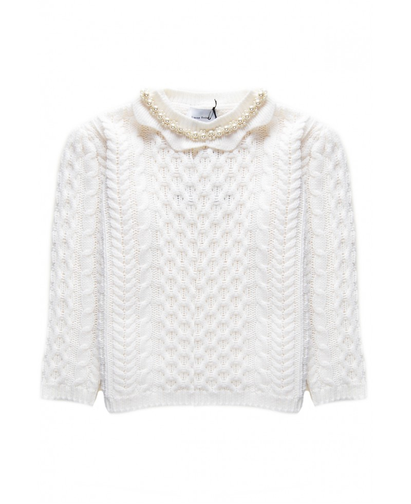 Lyst - Simone Rocha Chunky Knit Sweater With Pearls in White