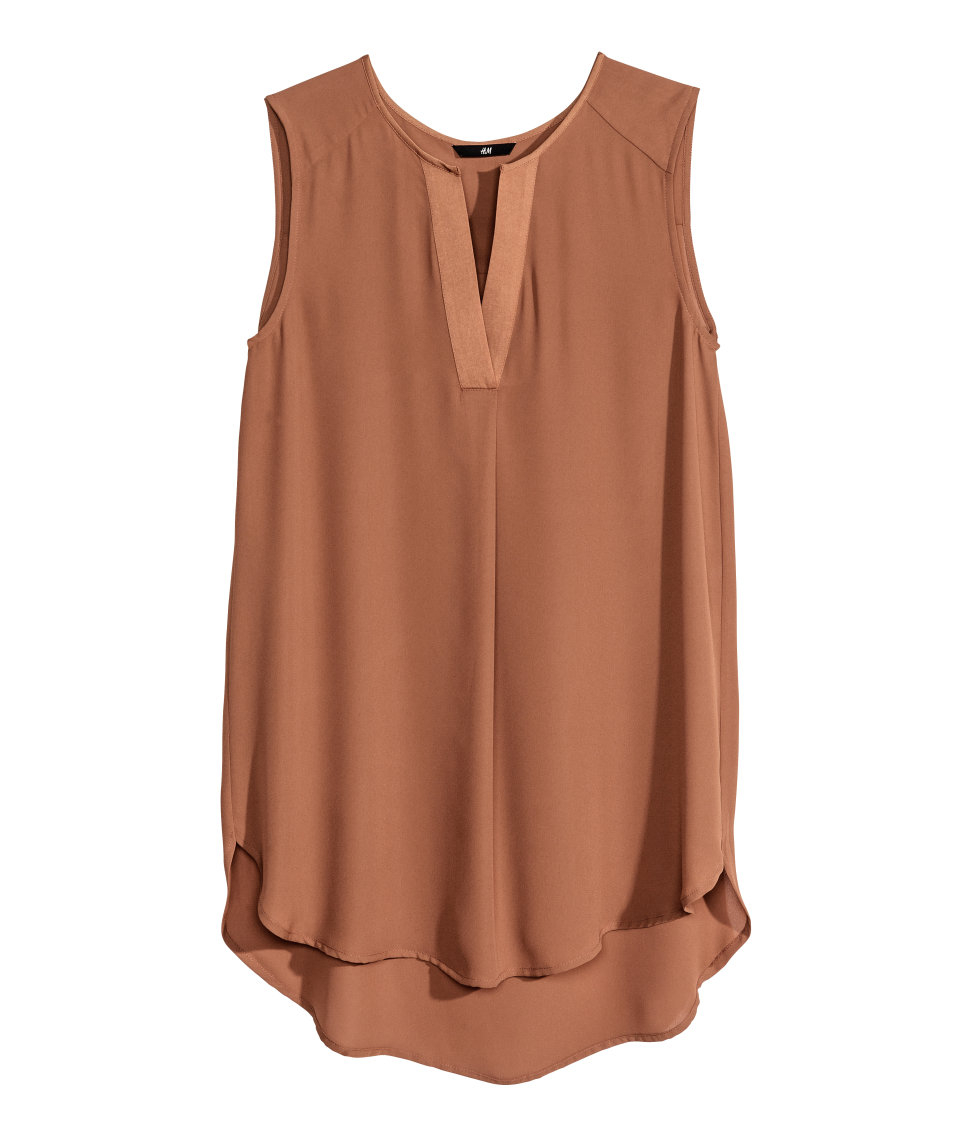 Lyst - H&M Chiffon Blouse in Brown