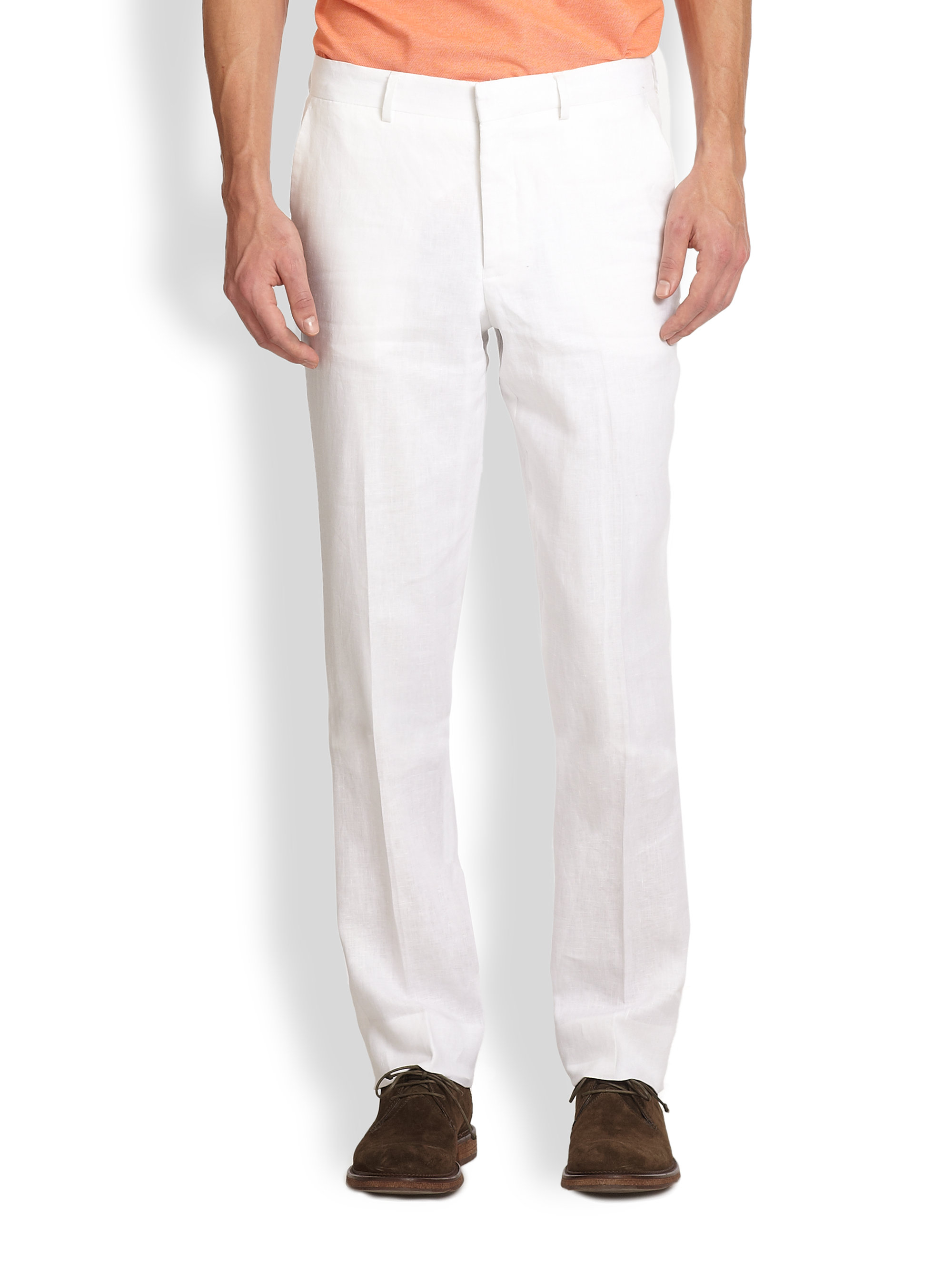 Michael Kors Linen Modernfit Pants in White for Men | Lyst