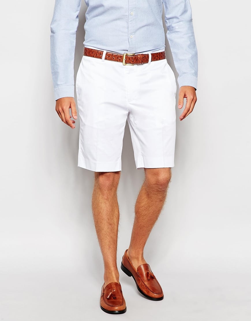 Lyst - Asos Skinny Smart Shorts In Cotton Sateen - White in White for Men