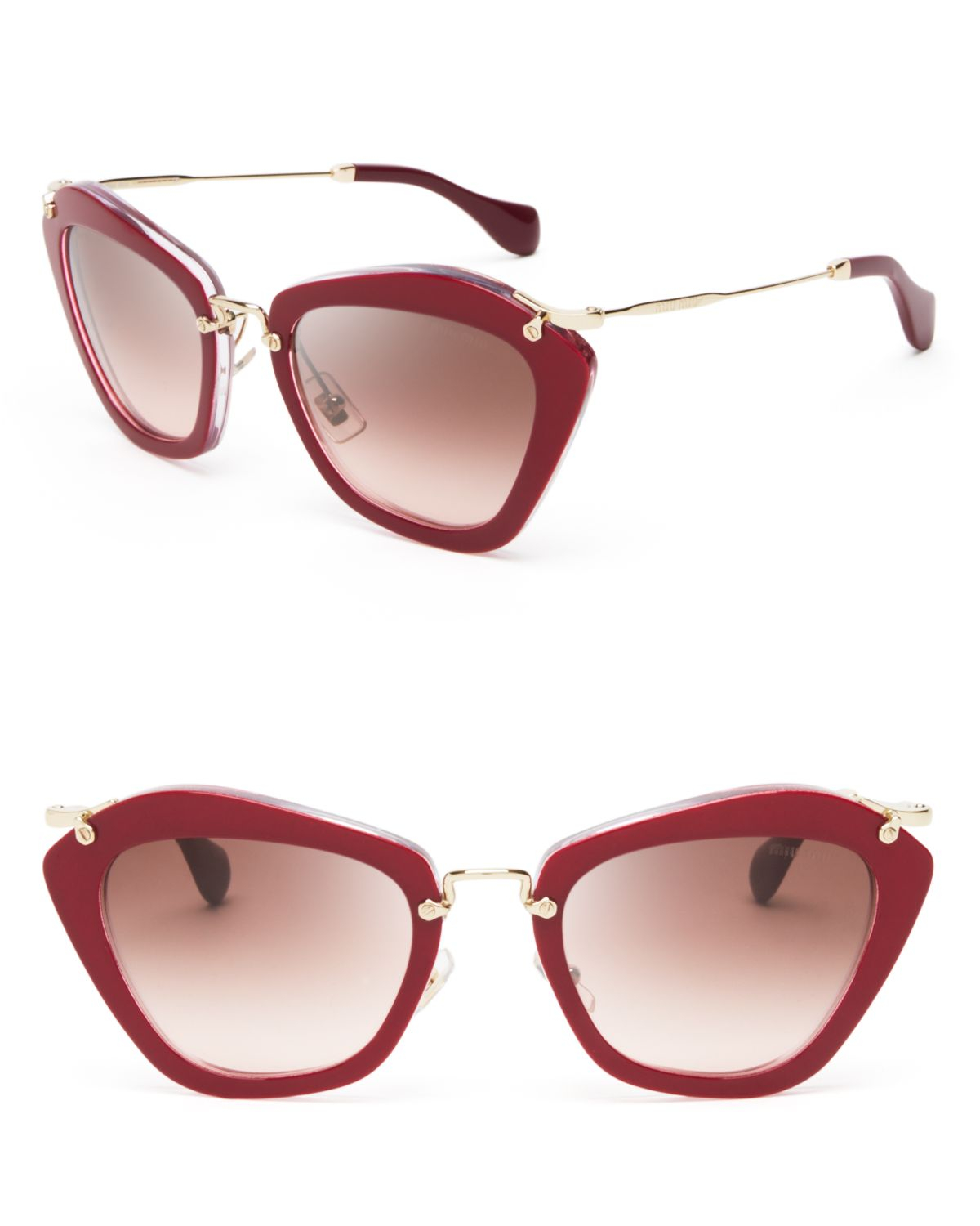 Lyst Miu Miu Glitter Cat Eye Sunglasses In Red