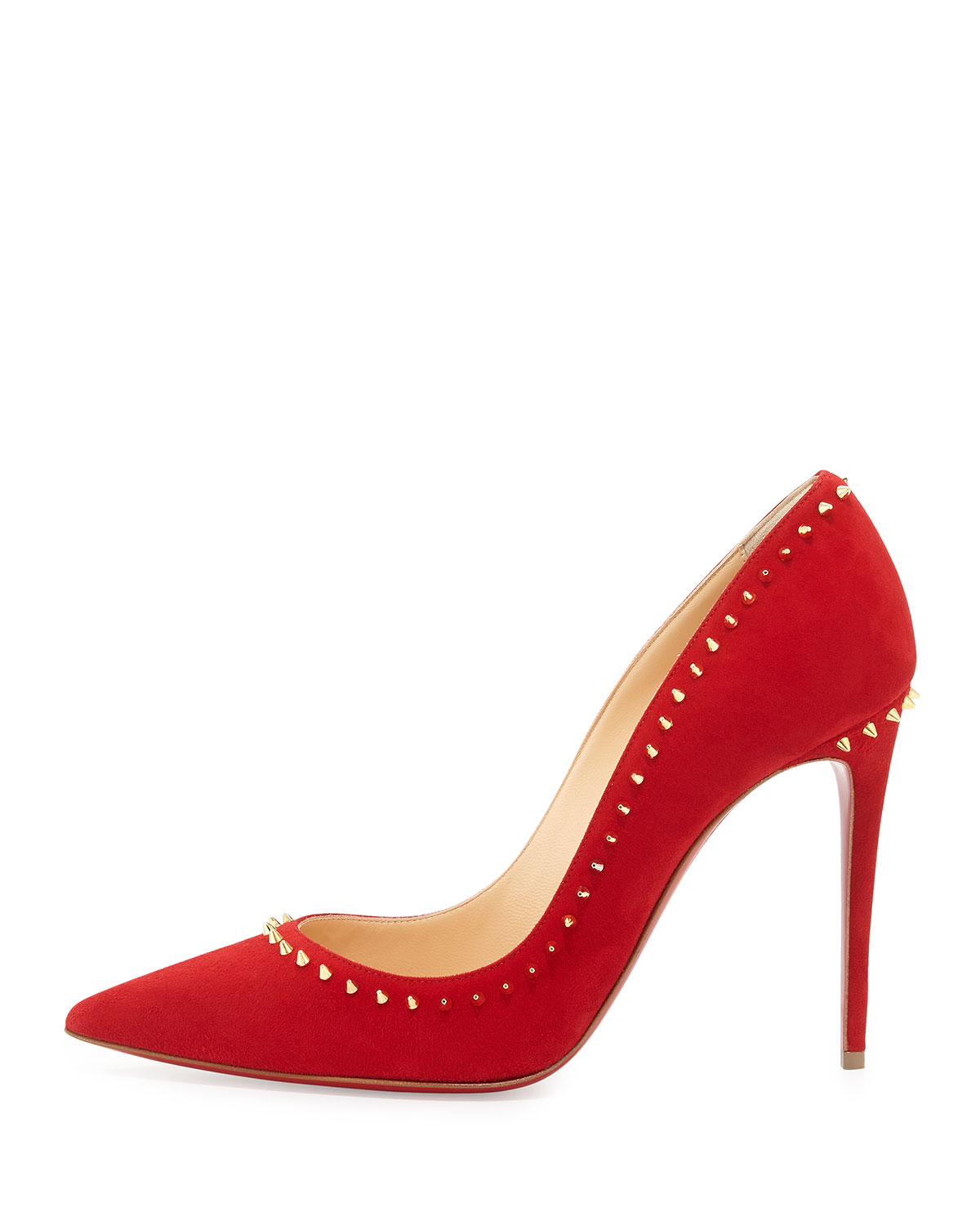 christian louboutin red and gold spiked heels