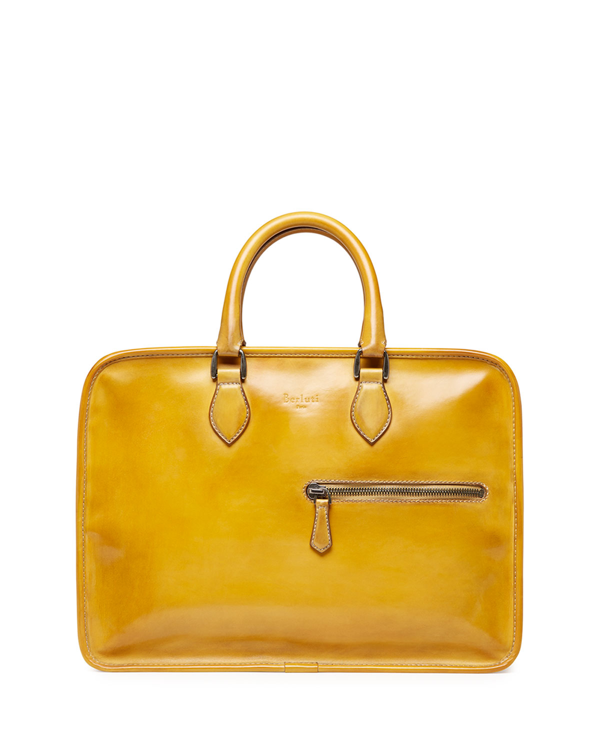 yellow leather briefcase