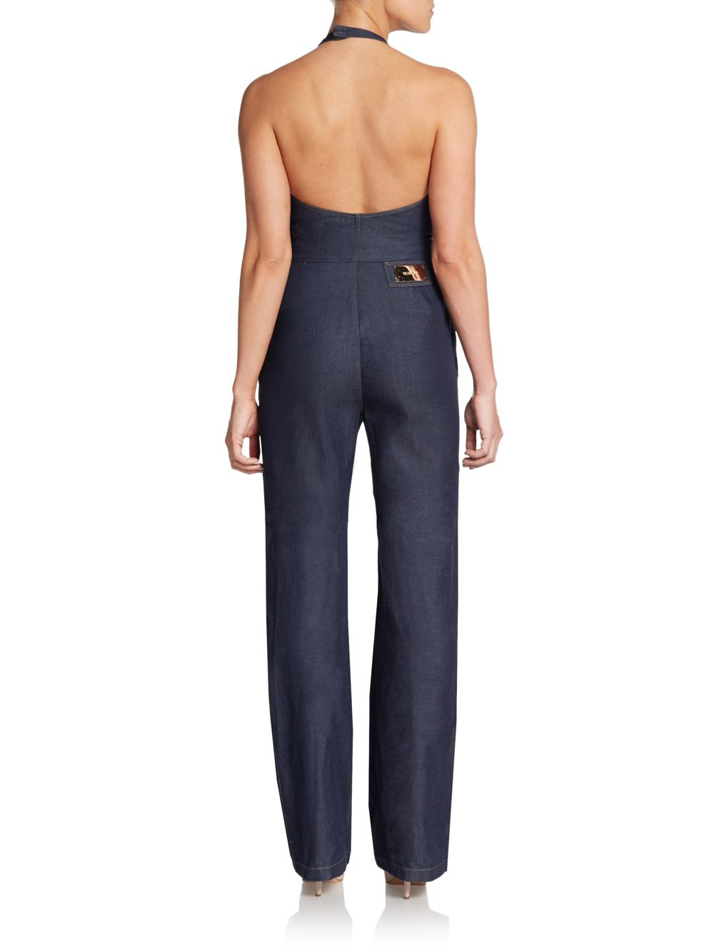 Lyst - Valentino Denim Halter Jumpsuit in Blue