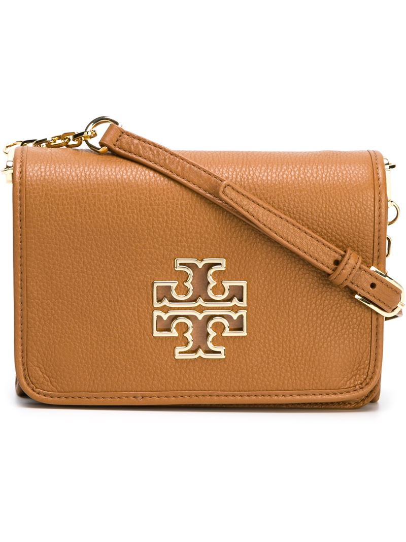 Lyst - Tory Burch Logo Plaque Cross-Body Bag in Brown