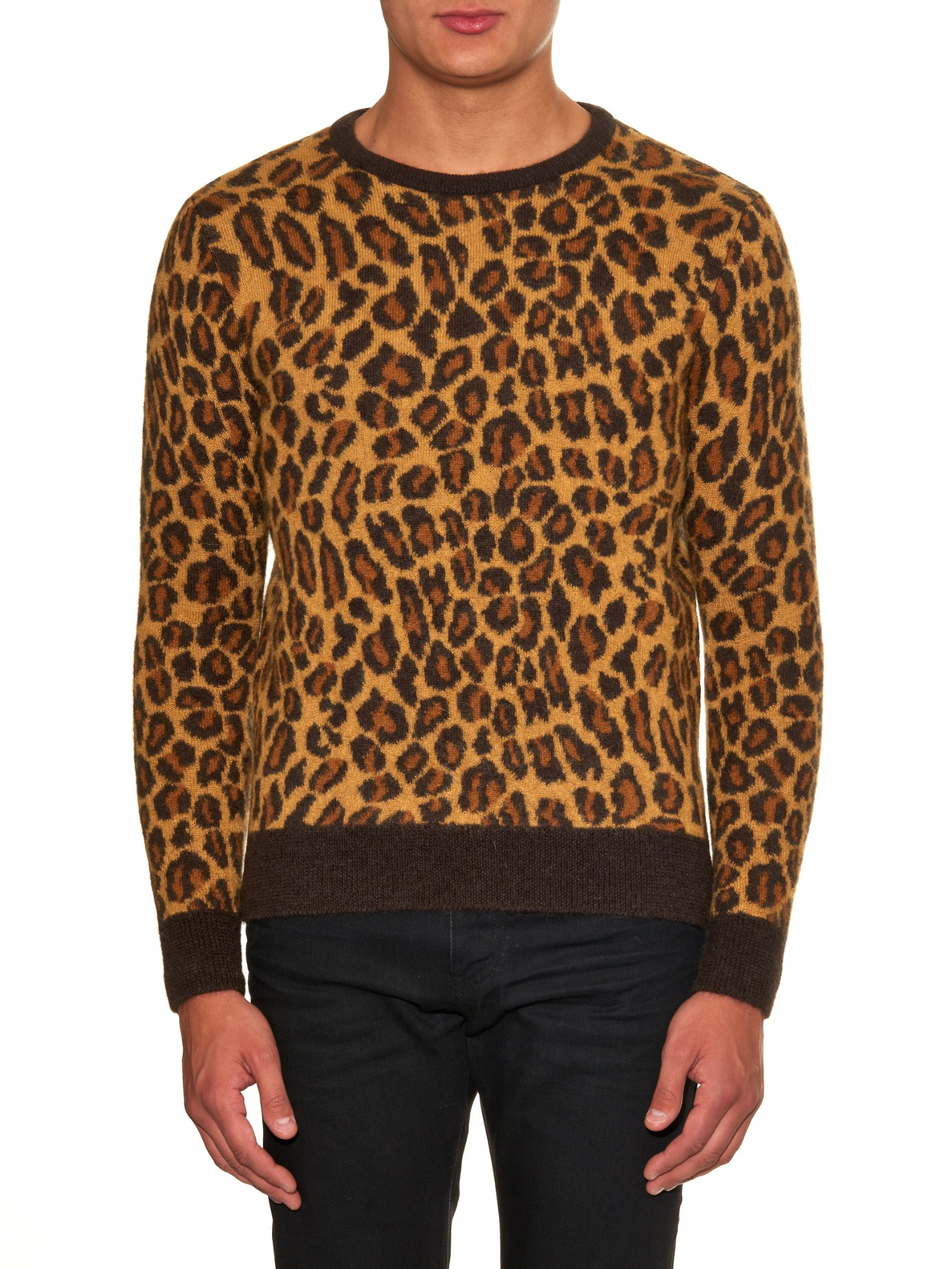 Lyst - Saint Laurent Leopard Intarsia Sweater for Men