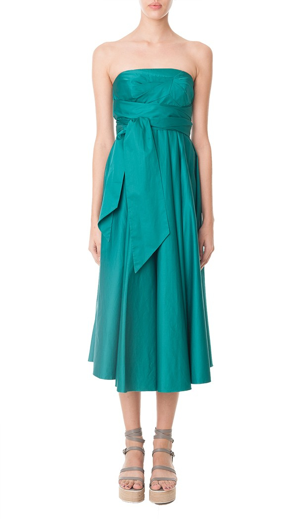 Lyst - Tibi Satin Poplin Strapless Wrap Dress in Green