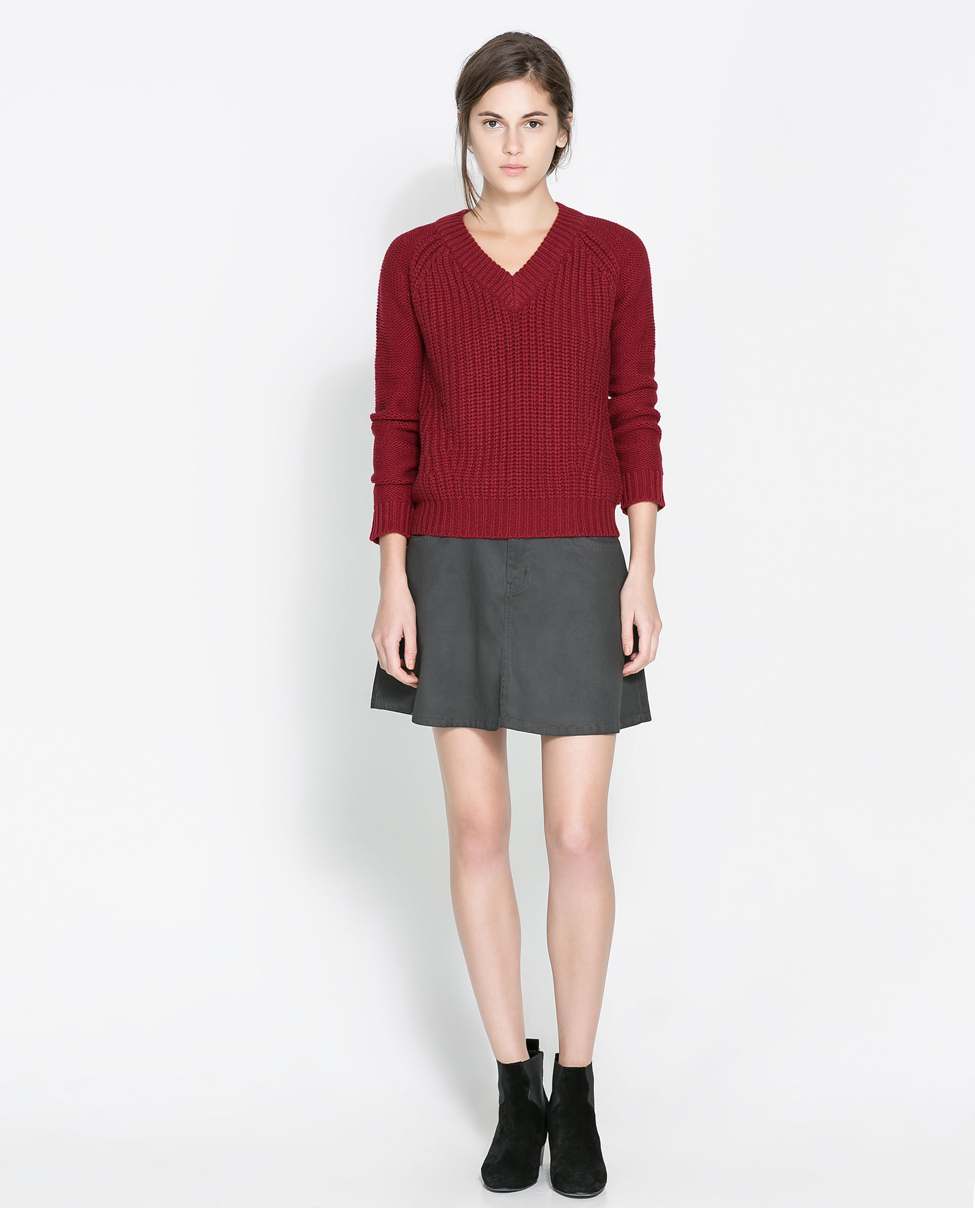 Zara Sweater with Openwork At The Sides in Red Lyst