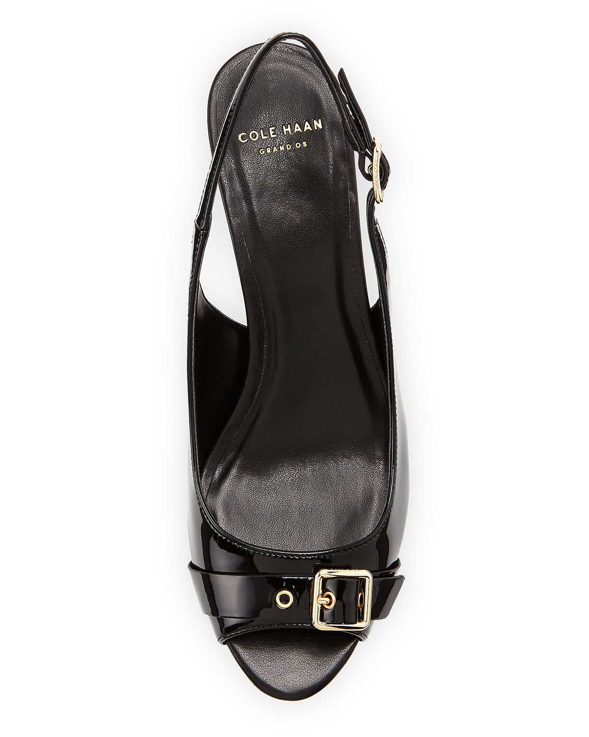 Cole haan Wilma Patent-leather Slingback Pump in Black | Lyst