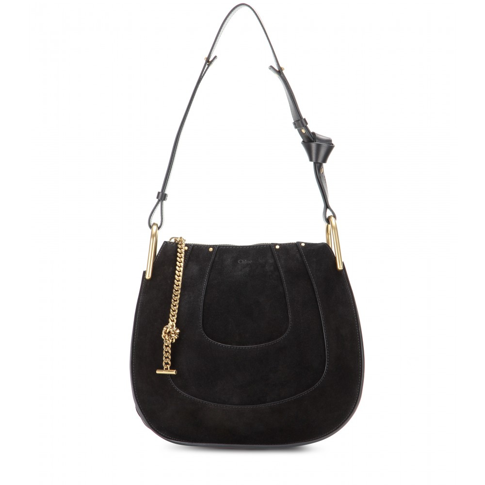 Chlo Hayley Small Suede Shoulder Bag in Black | Lyst