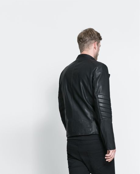 Zara Faux Leather Biker Jacket in Black for Men | Lyst