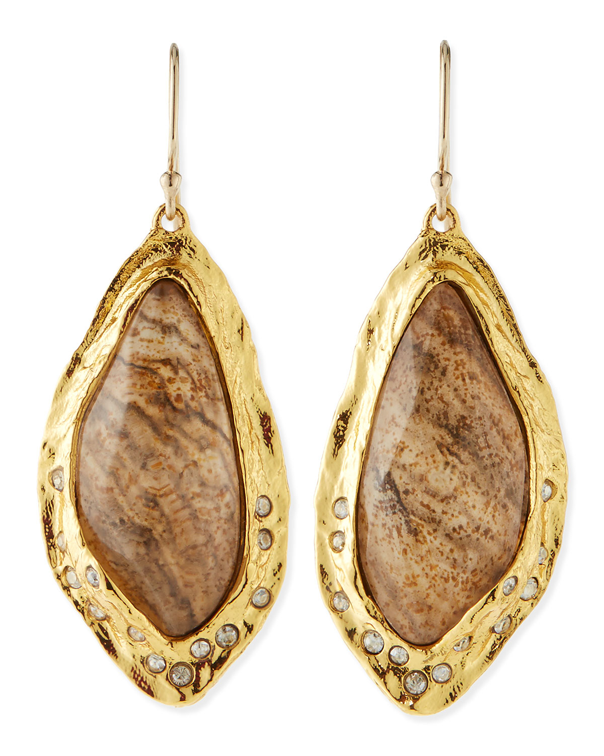 Alexis bittar Jasper Drop Earrings with Crystals in Gold (null) | Lyst