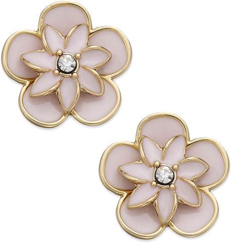 Kate Spade New York Gold Tone Enamel and Crystal Flower Stud Earrings ...