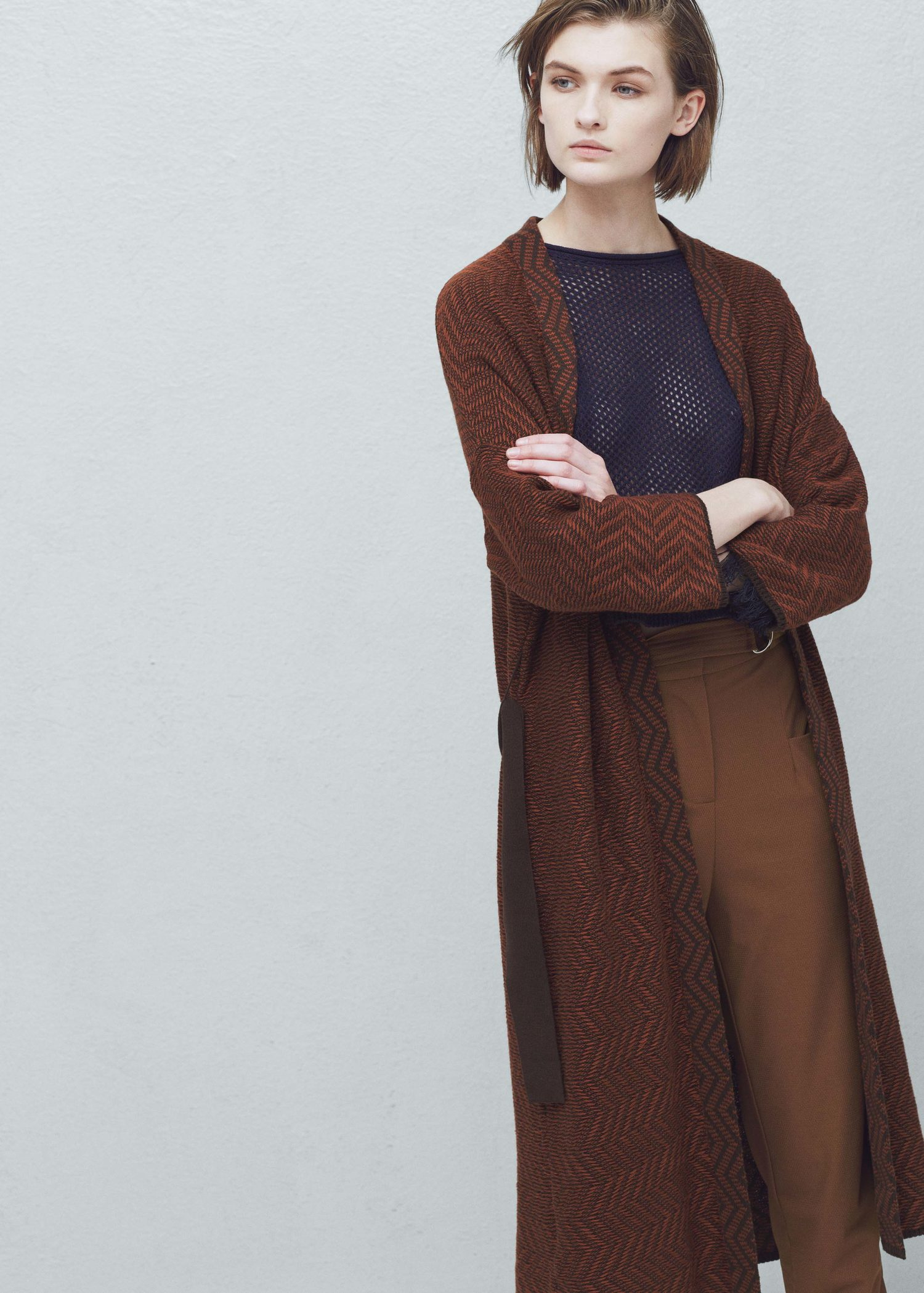 Lyst - Mango Belt Cardigan in Brown