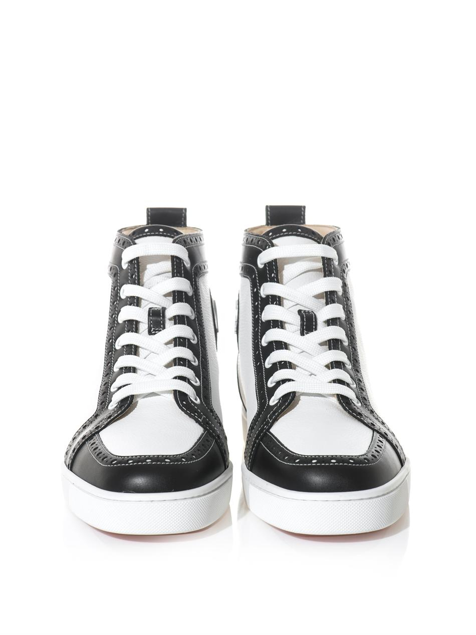 Christian louboutin Fleuri Leather Hightop Trainers in Black for ...  