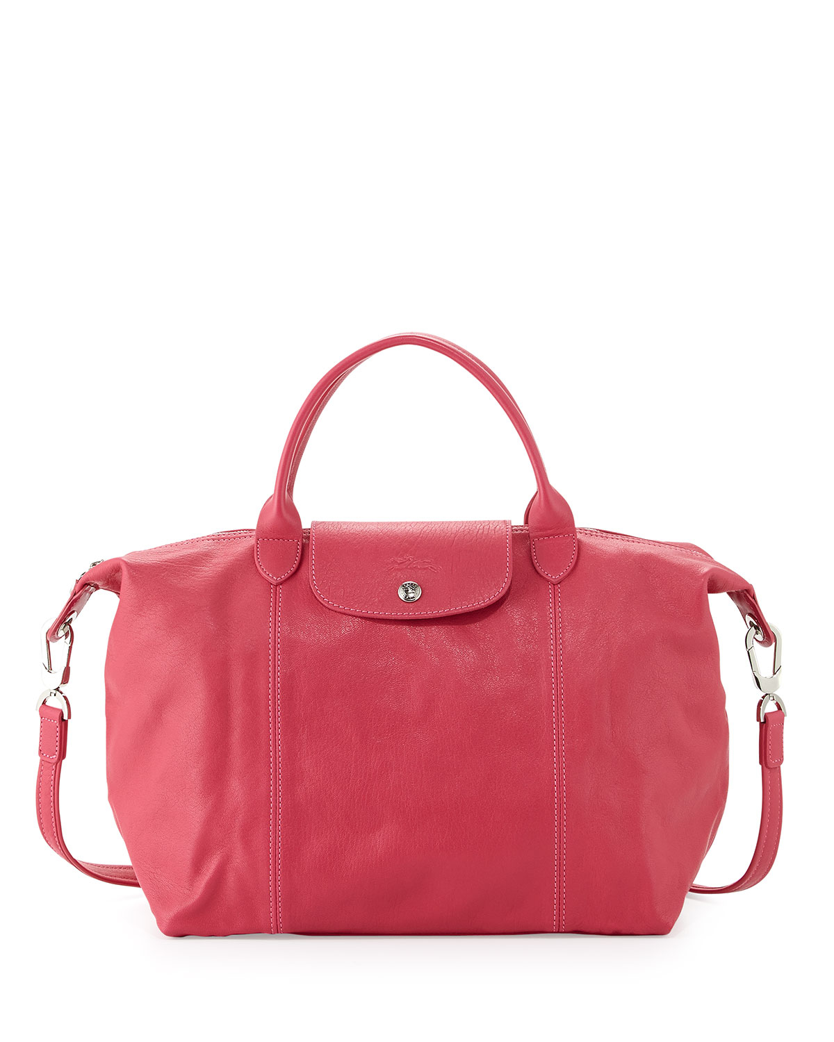 Longchamp Le Pliage Cuir Handbag With Strap In Pink Lyst 2542