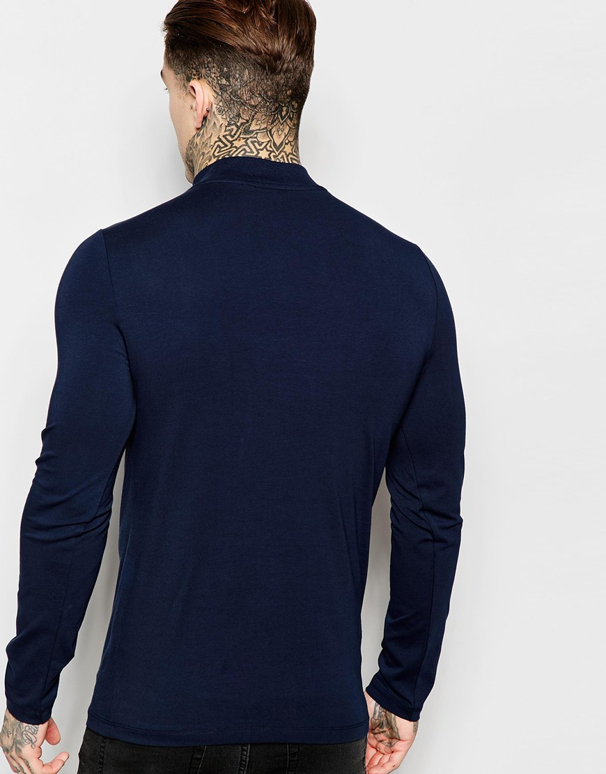 blue turtle neck shirt