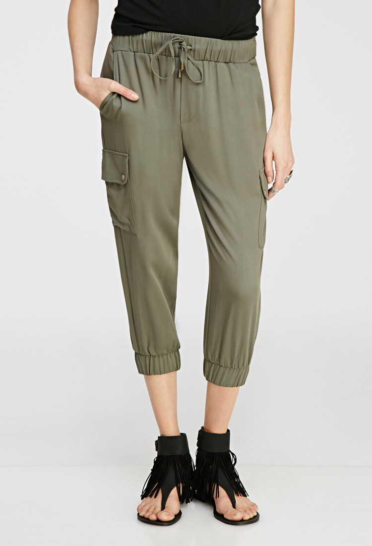 Lyst - Forever 21 Drawstring Cargo Capris in Green