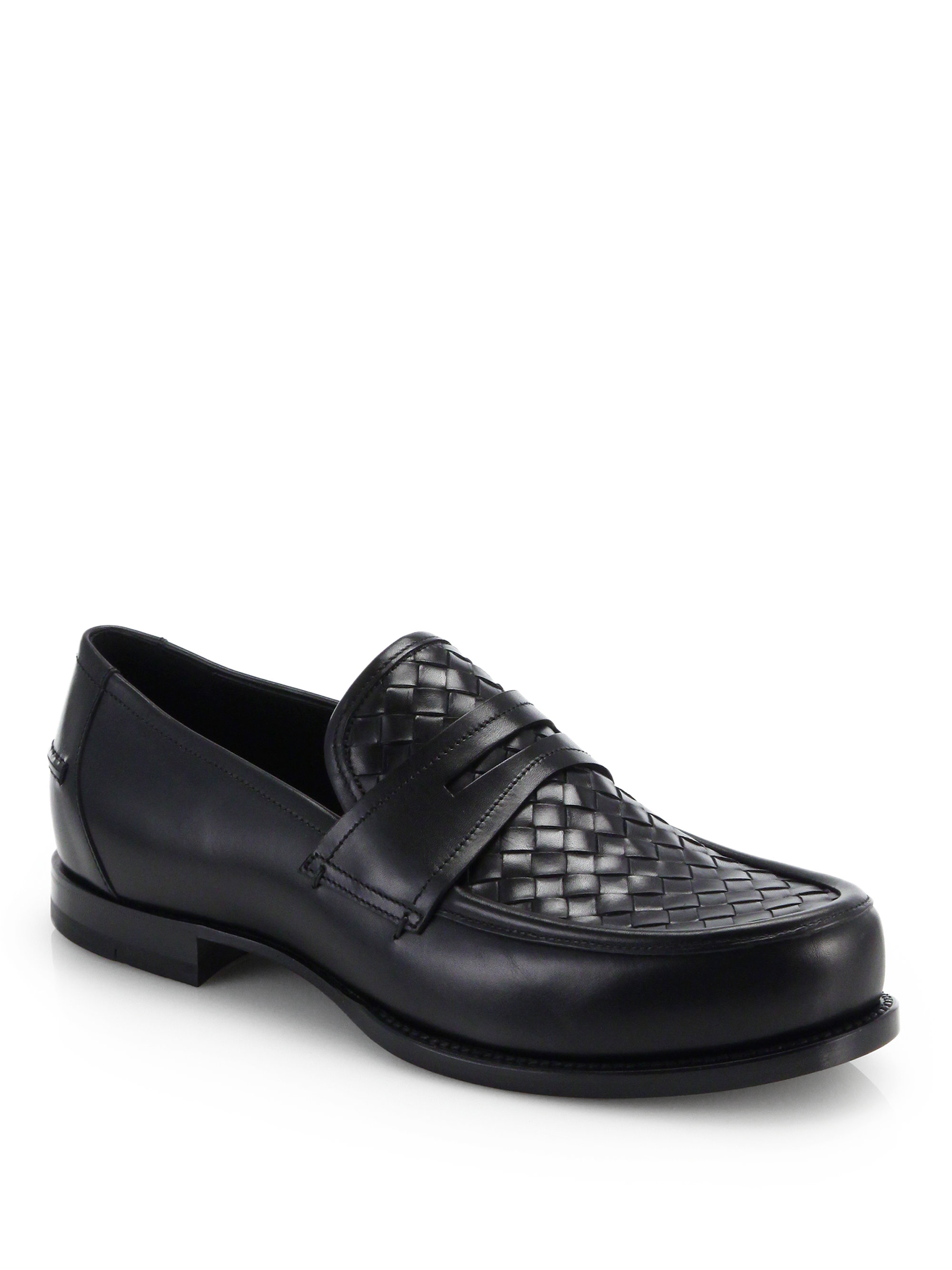 Bottega Veneta Intrecciato Loafers in Black for Men | Lyst