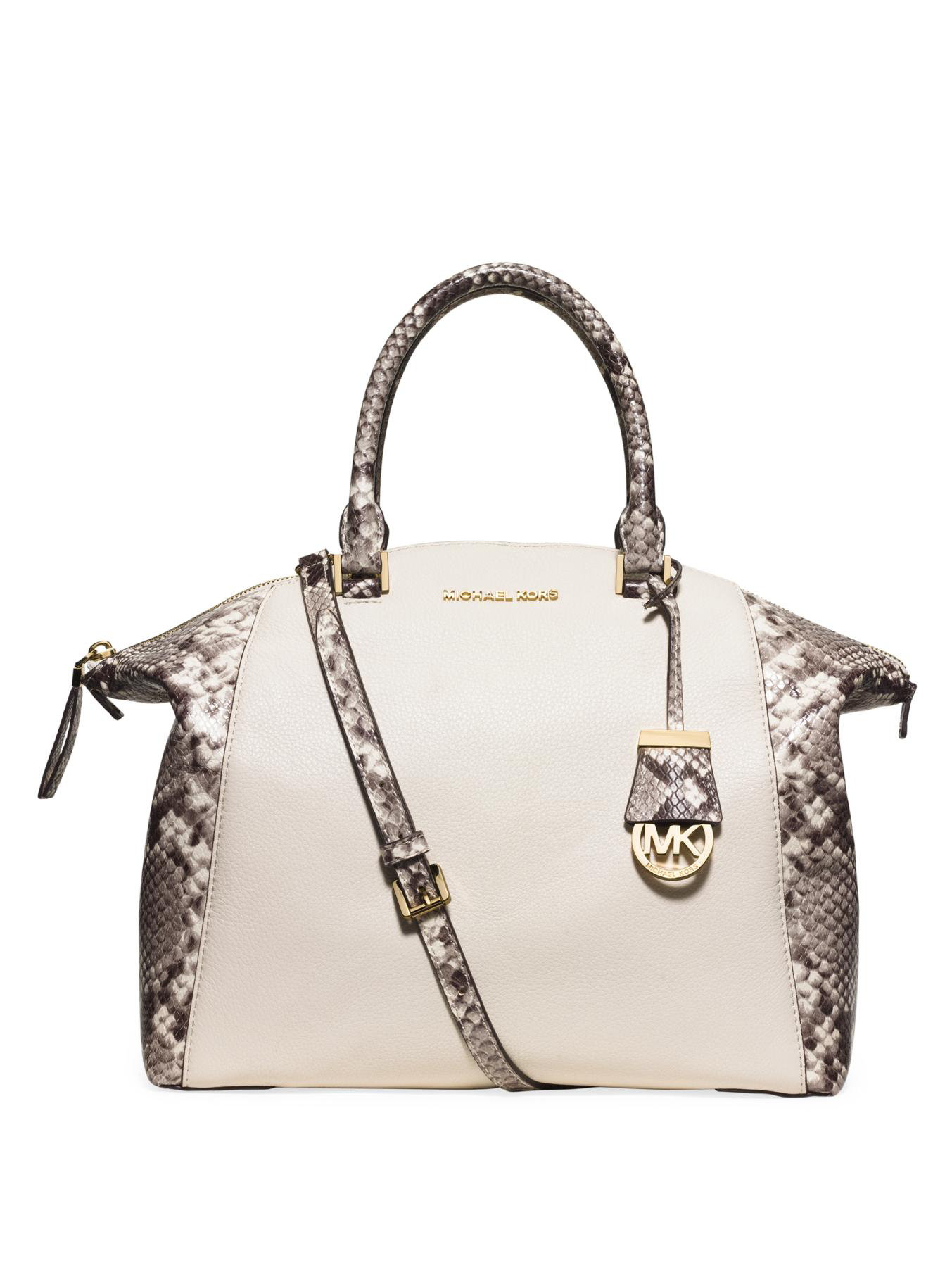 Lyst - Michael michael kors Riley Large Python-embossed Satchel Bag in ...