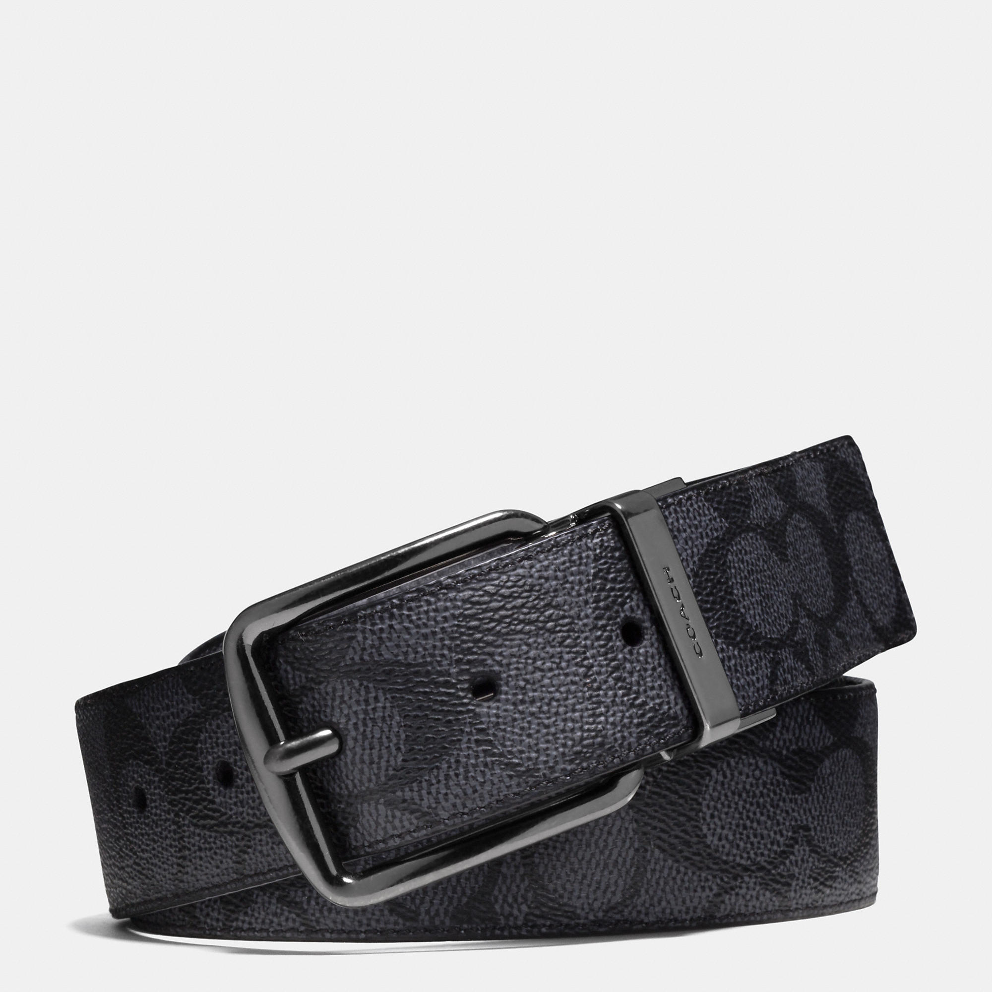 Coach Wide Harness Cuttosize Reversible Signature Belt in Gray for