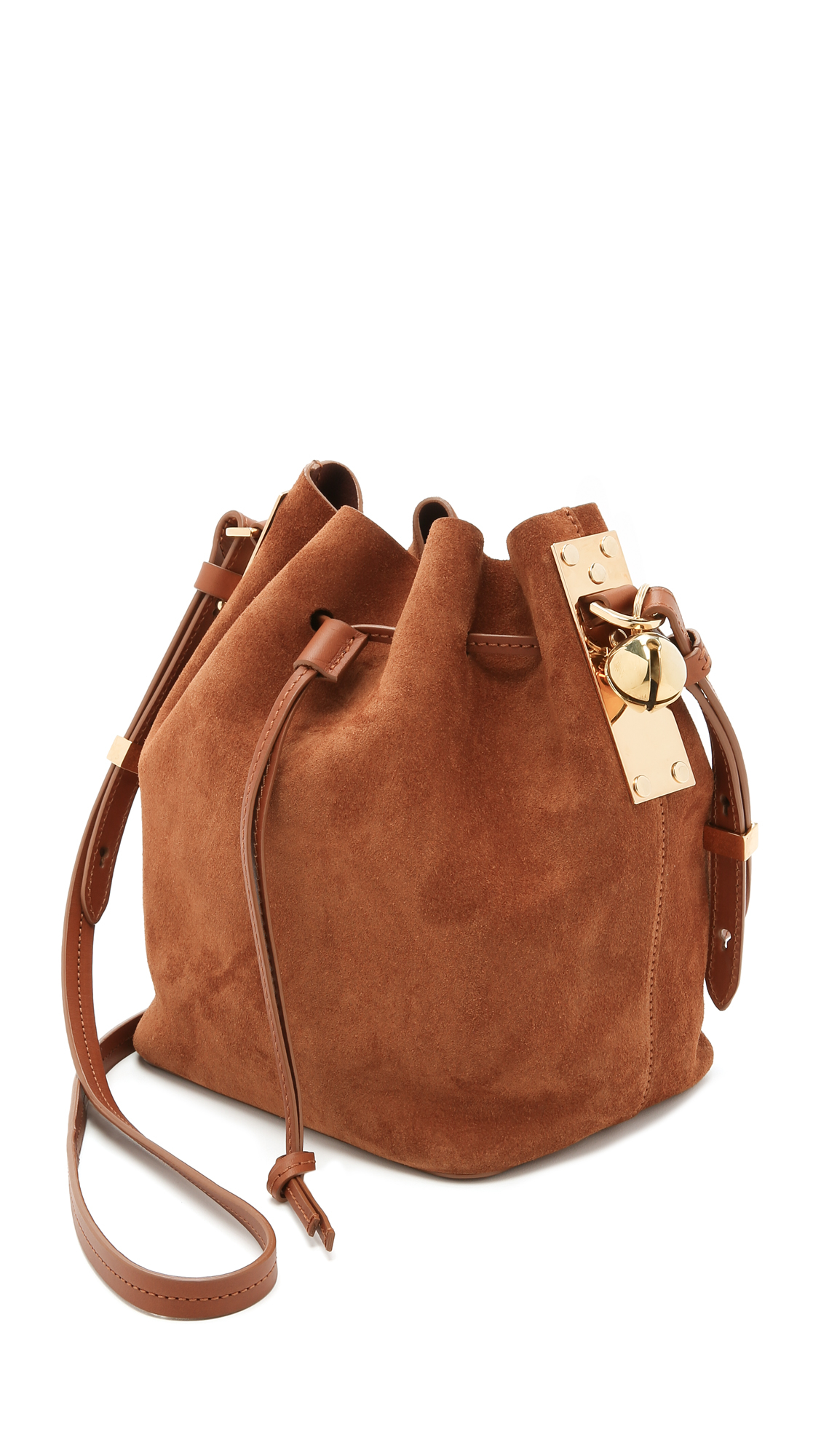 Lyst Sophie Hulme Small Drawstring Bucket Bag Tan In Brown Gallery
